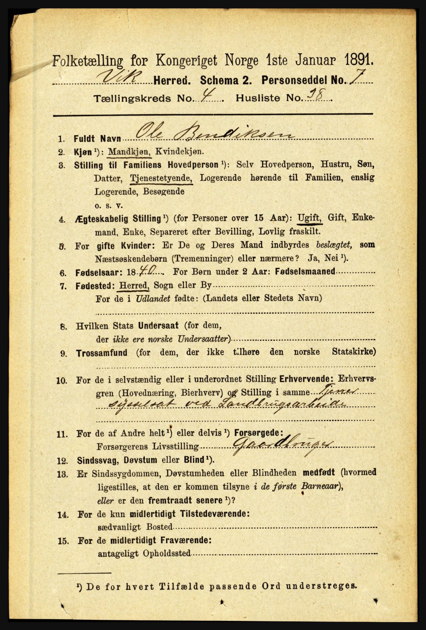 RA, 1891 census for 1417 Vik, 1891, p. 2012