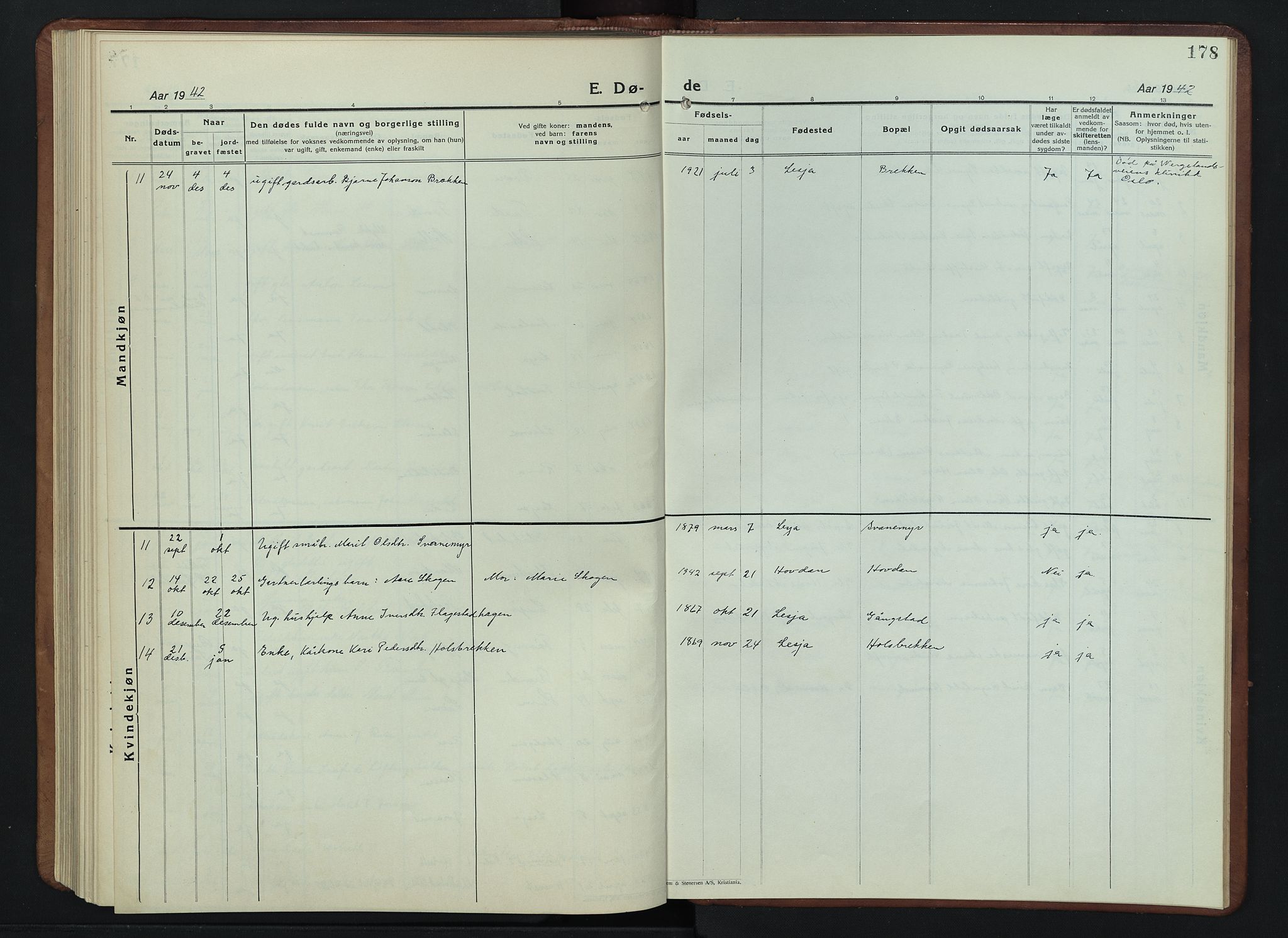 Lesja prestekontor, AV/SAH-PREST-068/H/Ha/Hab/L0009: Parish register (copy) no. 9, 1924-1947, p. 178