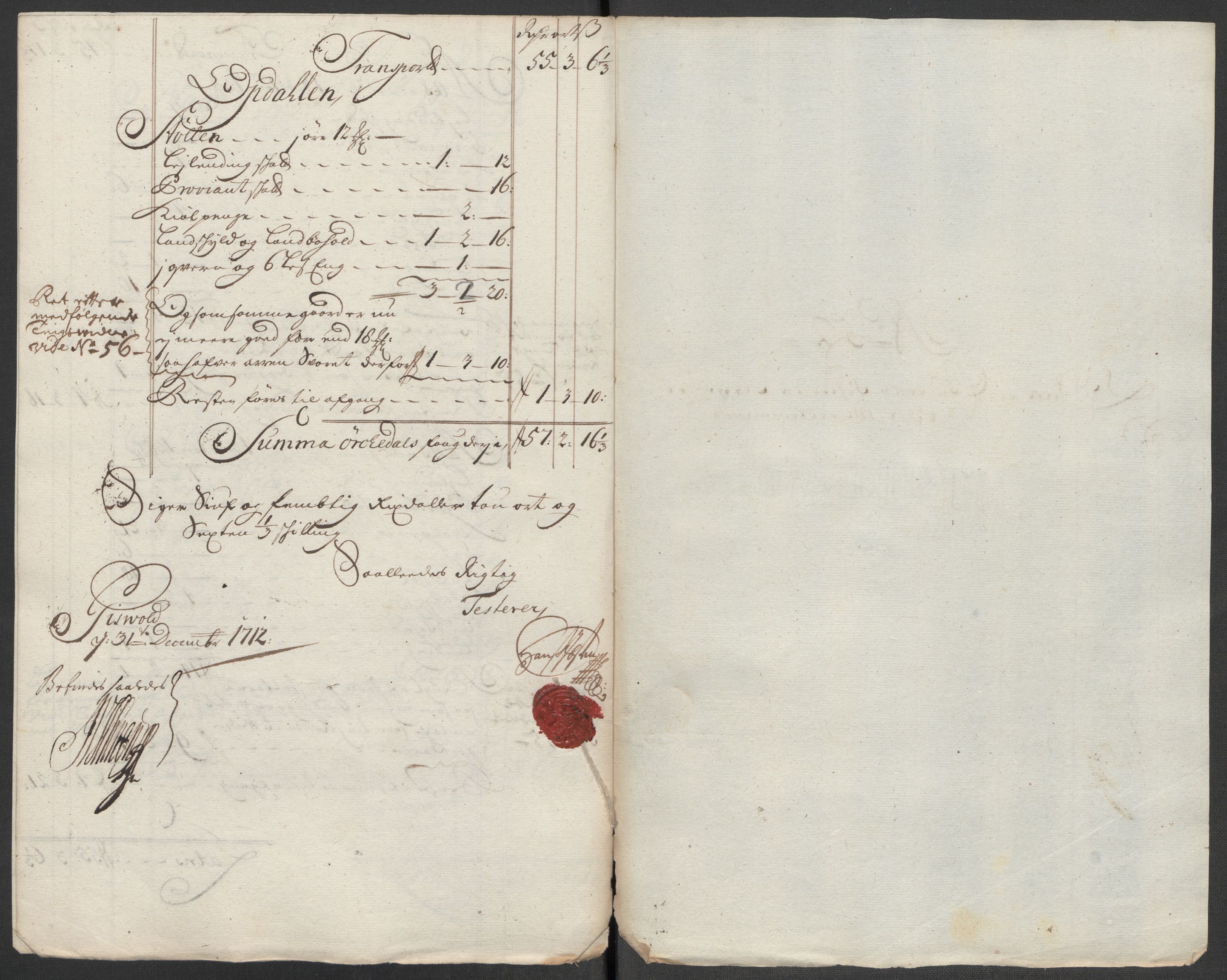 Rentekammeret inntil 1814, Reviderte regnskaper, Fogderegnskap, AV/RA-EA-4092/R60/L3963: Fogderegnskap Orkdal og Gauldal, 1712, p. 438