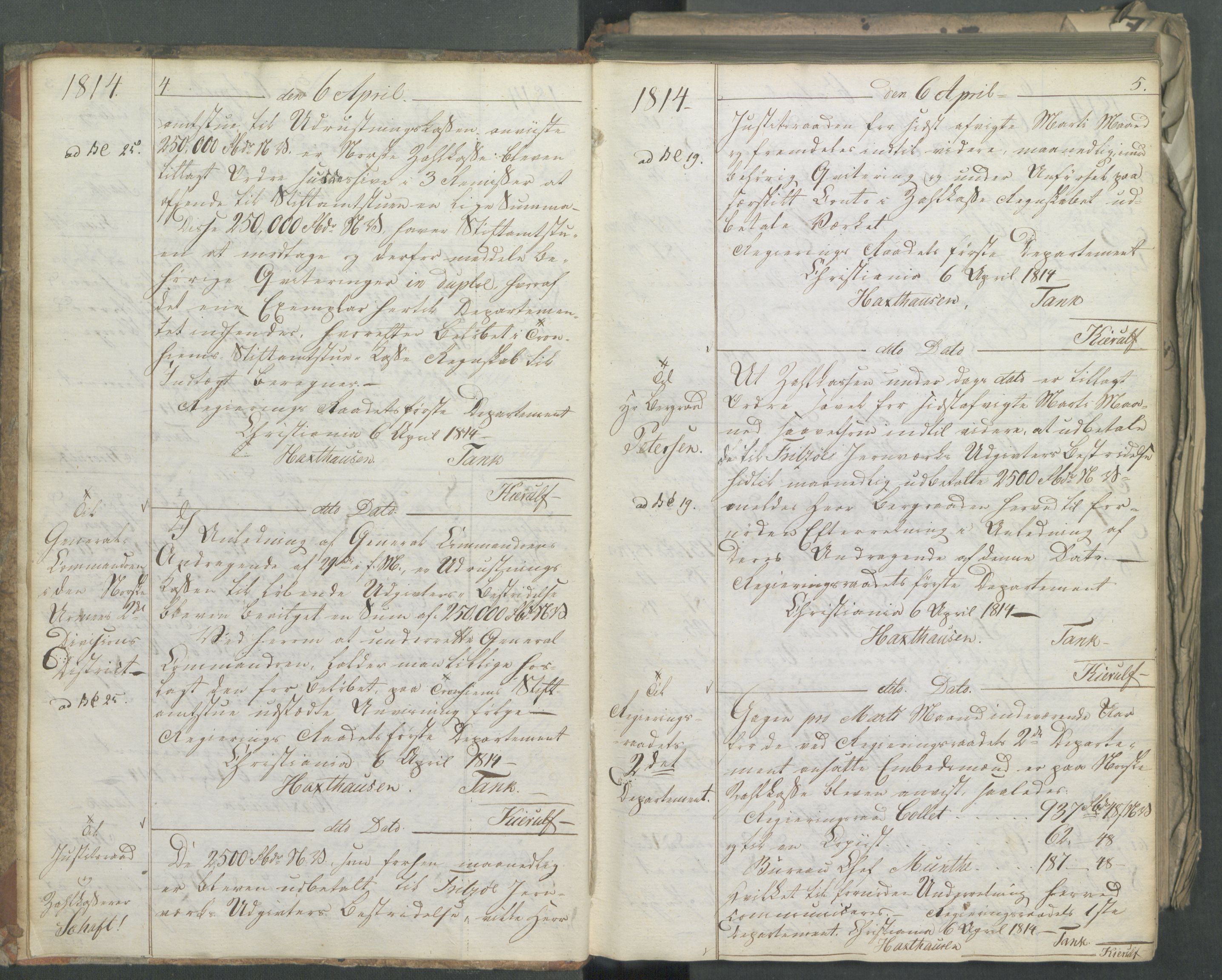 Departementene i 1814, AV/RA-S-3899/Fa/L0011: Bokholderkontoret - Kopibok, 1814, p. 4-5