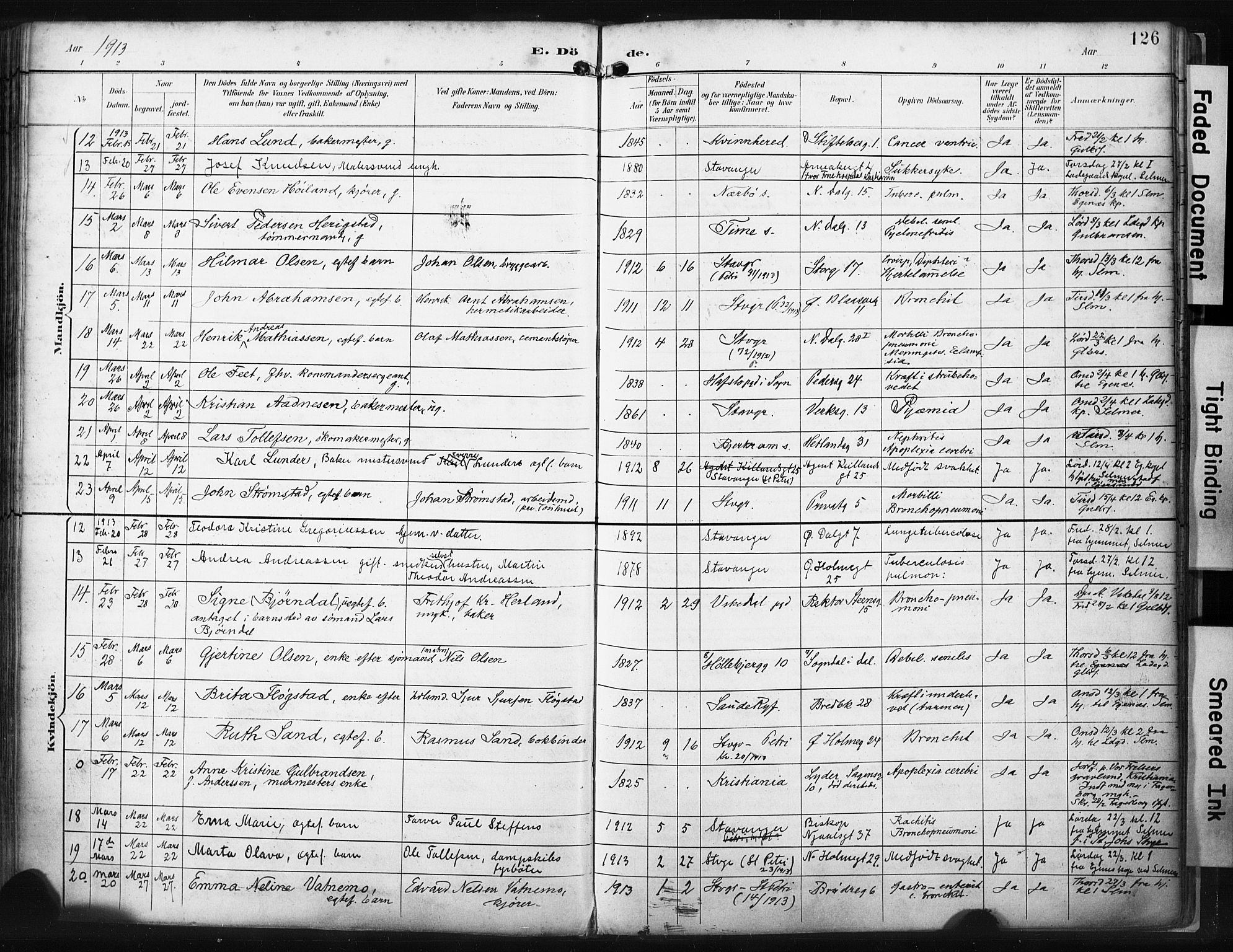 St. Petri sokneprestkontor, SAST/A-101813/001/30/30BA/L0022: Parish register (official) no. A 22, 1895-1919, p. 126