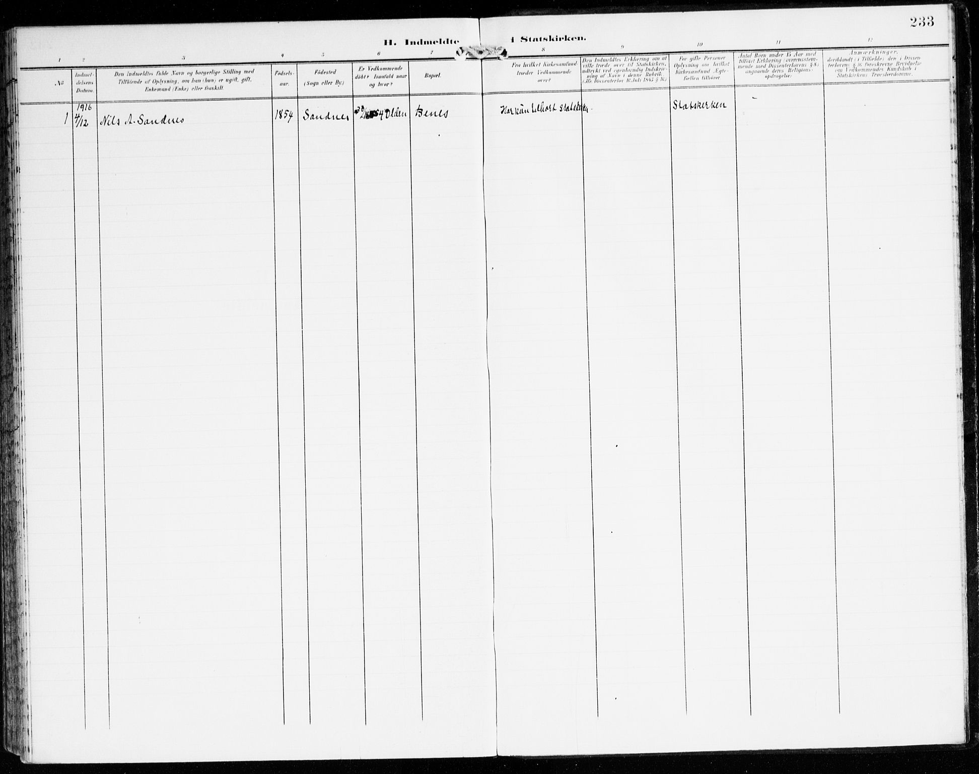 Innvik sokneprestembete, AV/SAB-A-80501: Parish register (official) no. C 2, 1900-1920, p. 233