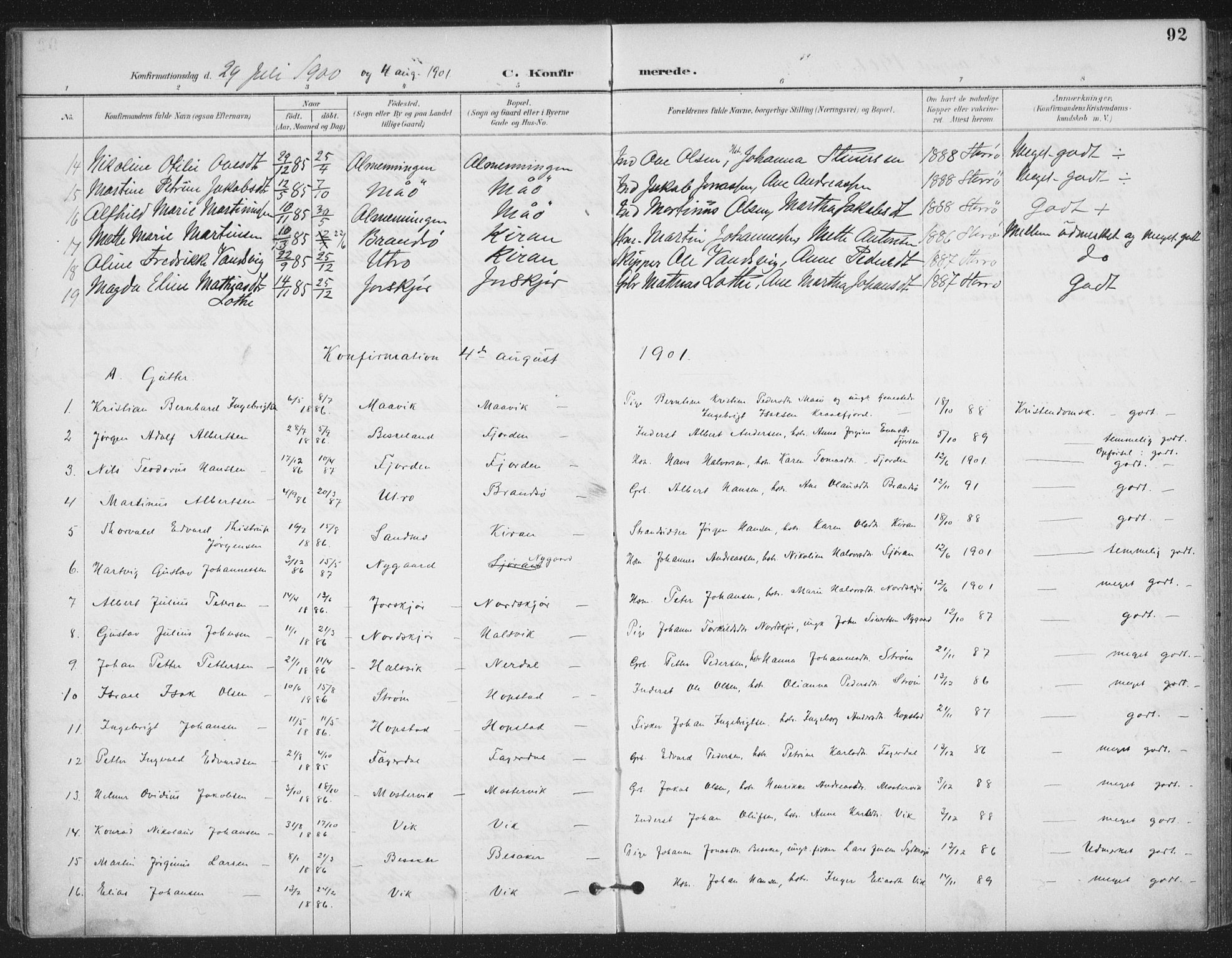 Ministerialprotokoller, klokkerbøker og fødselsregistre - Sør-Trøndelag, SAT/A-1456/657/L0708: Parish register (official) no. 657A09, 1894-1904, p. 92