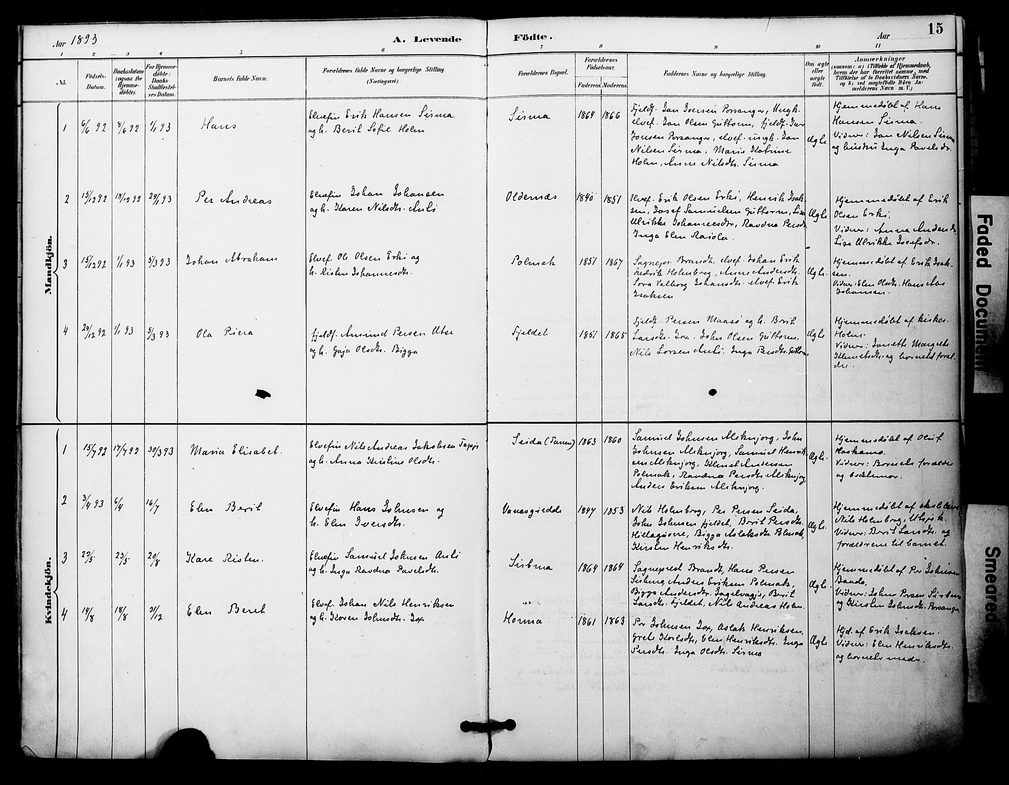 Nesseby sokneprestkontor, AV/SATØ-S-1330/H/Ha/L0005kirke: Parish register (official) no. 5, 1885-1906, p. 15