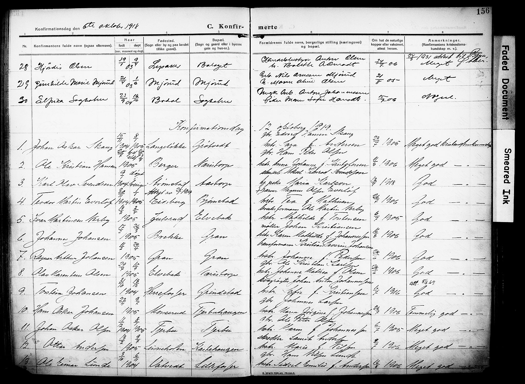 Rakkestad prestekontor Kirkebøker, AV/SAO-A-2008/F/Fa/L0015: Parish register (official) no. I 15, 1909-1922, p. 156