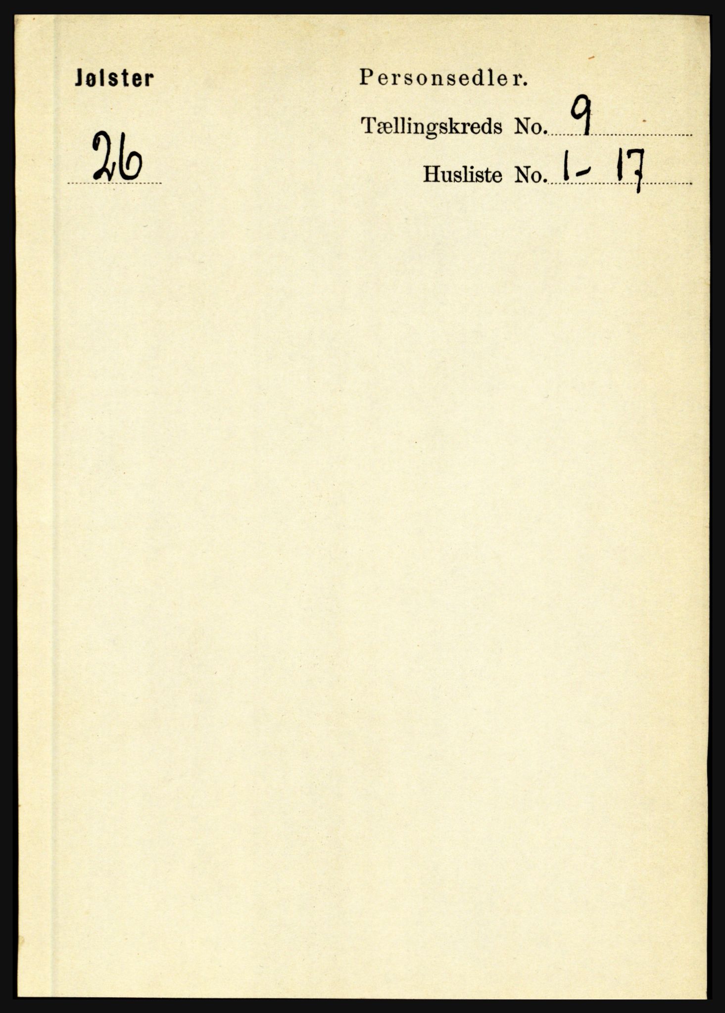 RA, 1891 census for 1431 Jølster, 1891, p. 3130