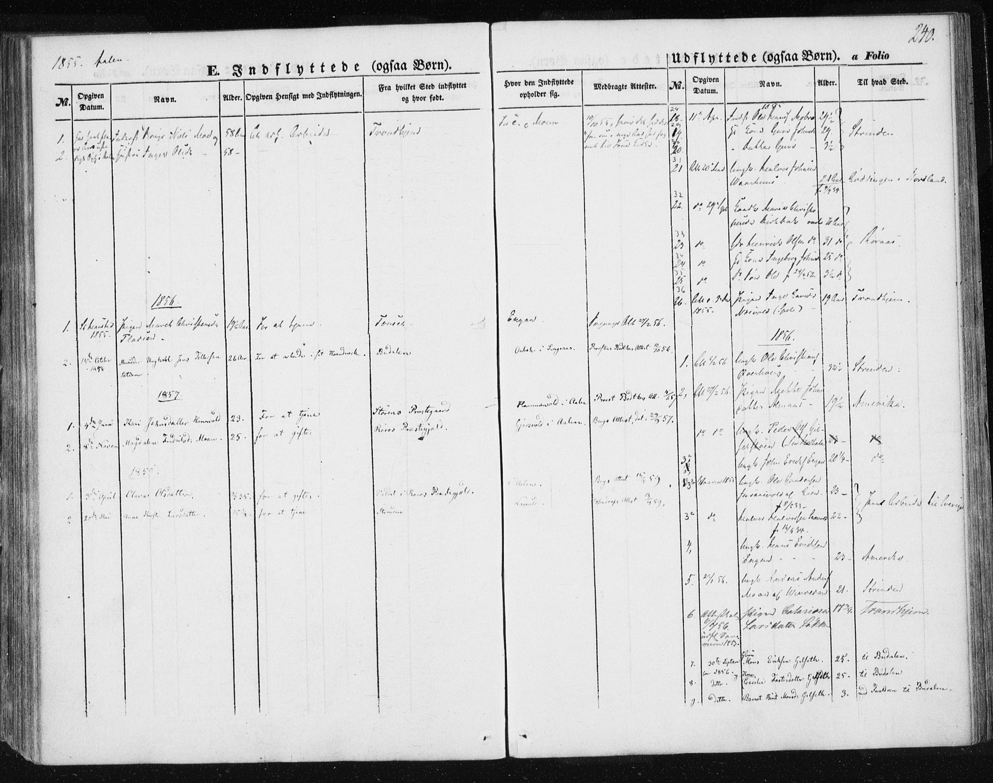 Ministerialprotokoller, klokkerbøker og fødselsregistre - Sør-Trøndelag, SAT/A-1456/685/L0965: Parish register (official) no. 685A06 /3, 1846-1859, p. 240