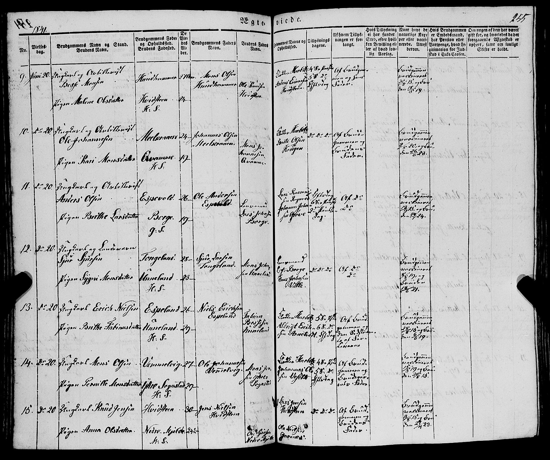 Haus sokneprestembete, AV/SAB-A-75601/H/Haa: Parish register (official) no. A 15, 1838-1847, p. 255