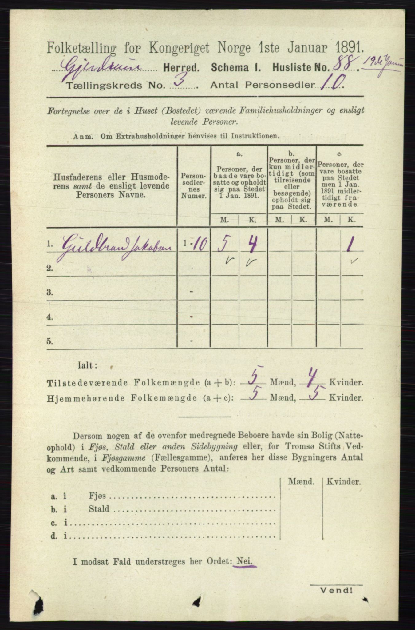 RA, 1891 census for 0234 Gjerdrum, 1891, p. 1248