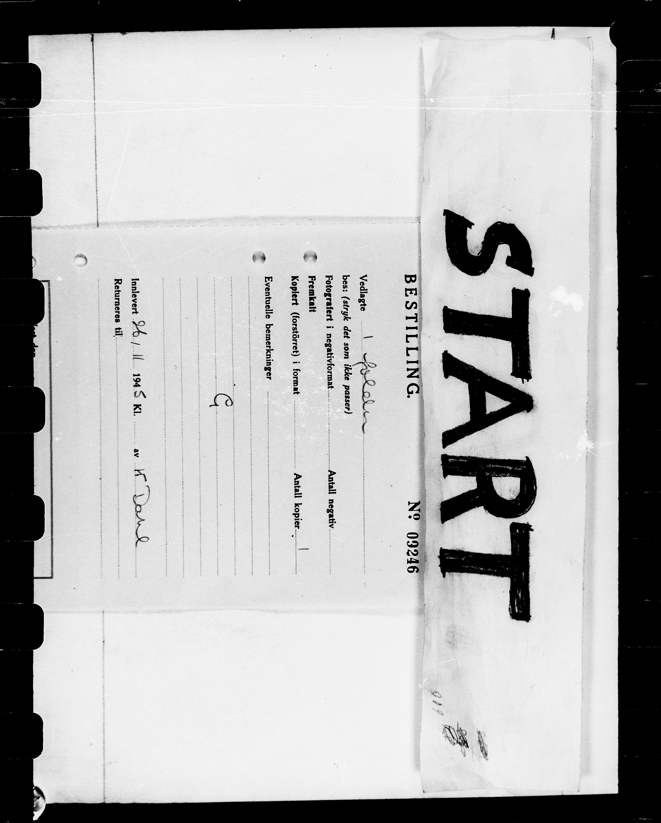 Documents Section, RA/RAFA-2200/V/L0072: Film med FO IIs bestillingsnummer., 1940-1945, p. 324