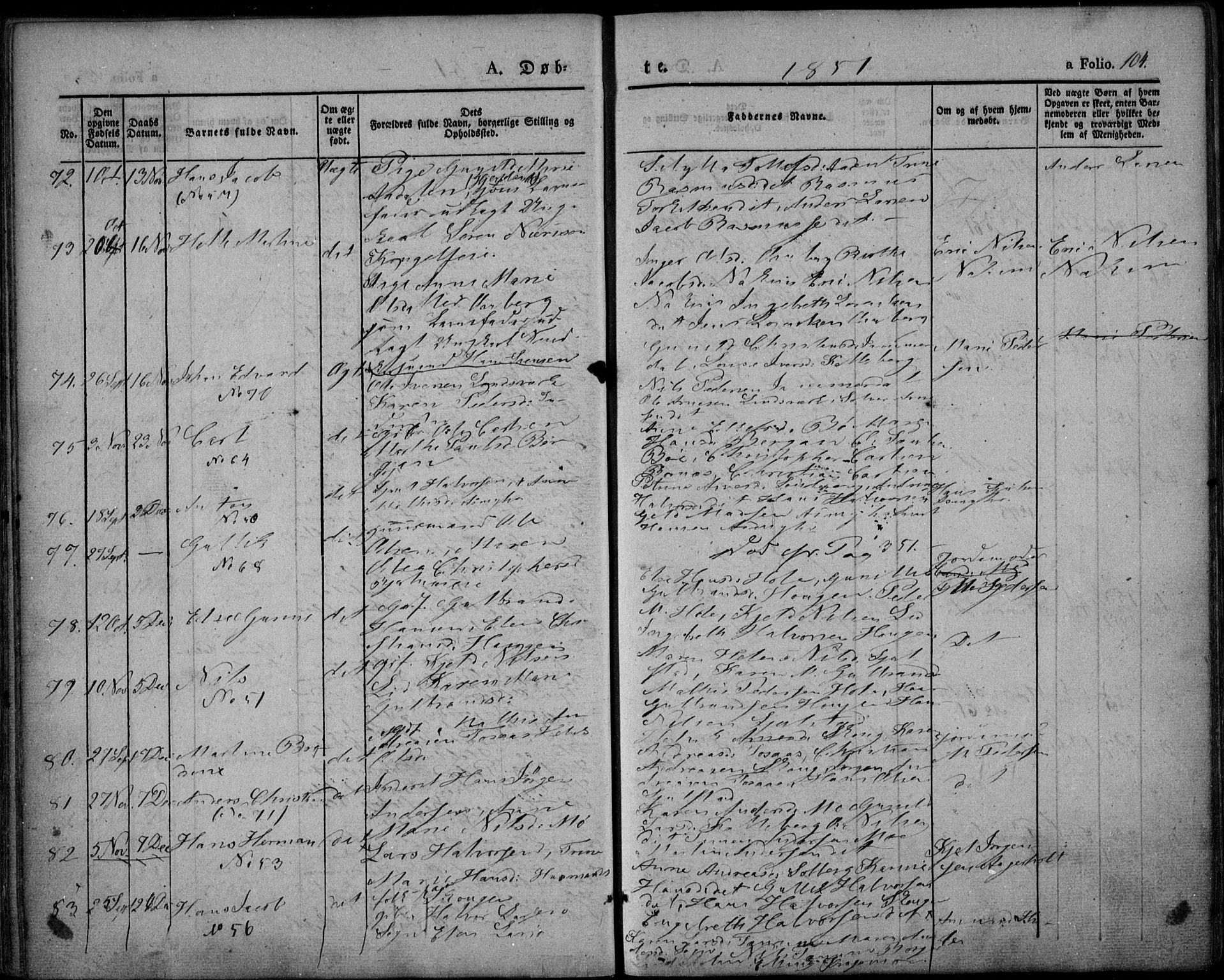 Lardal kirkebøker, AV/SAKO-A-350/F/Fa/L0006: Parish register (official) no. I 6, 1835-1860, p. 104