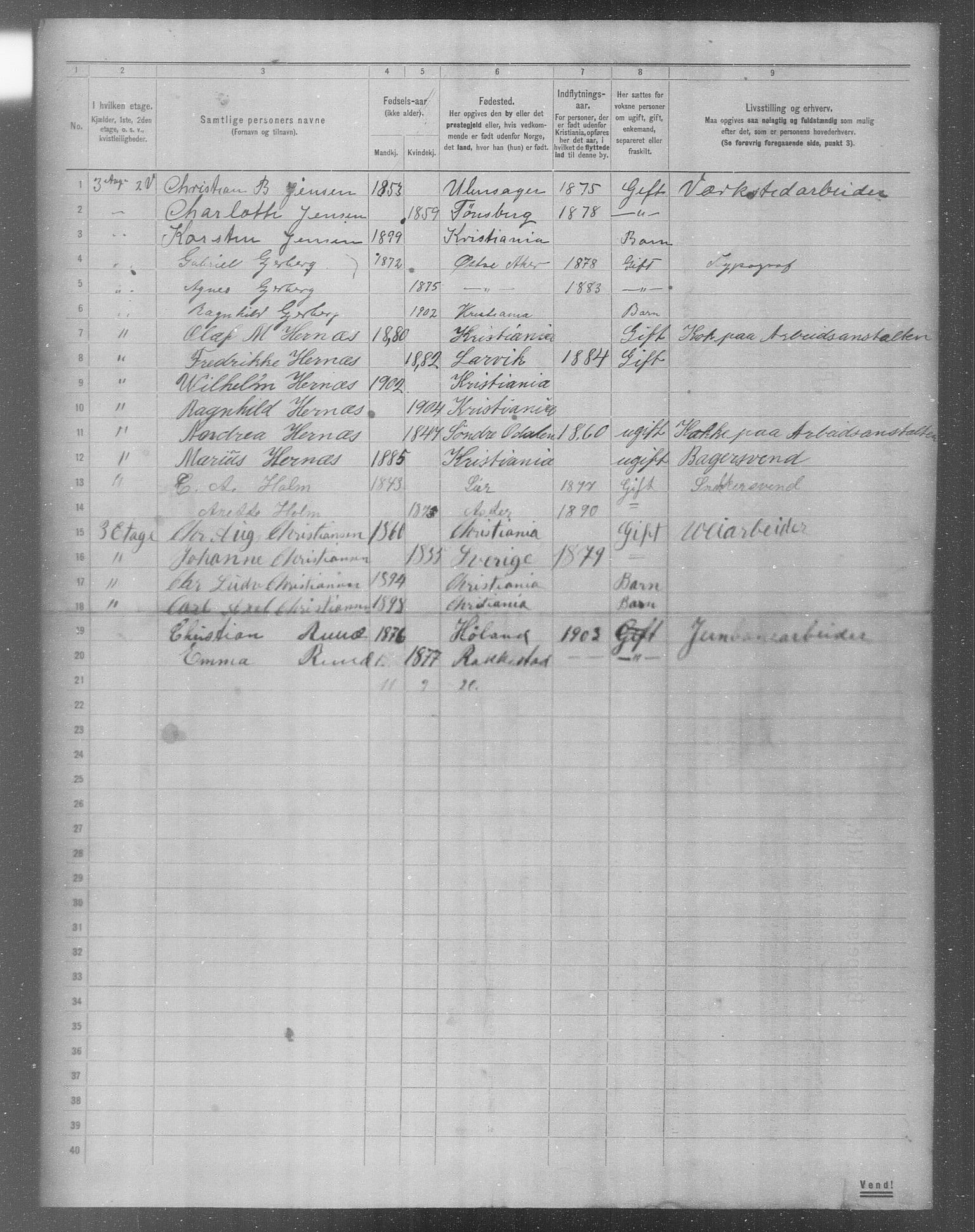 OBA, Municipal Census 1904 for Kristiania, 1904, p. 11531