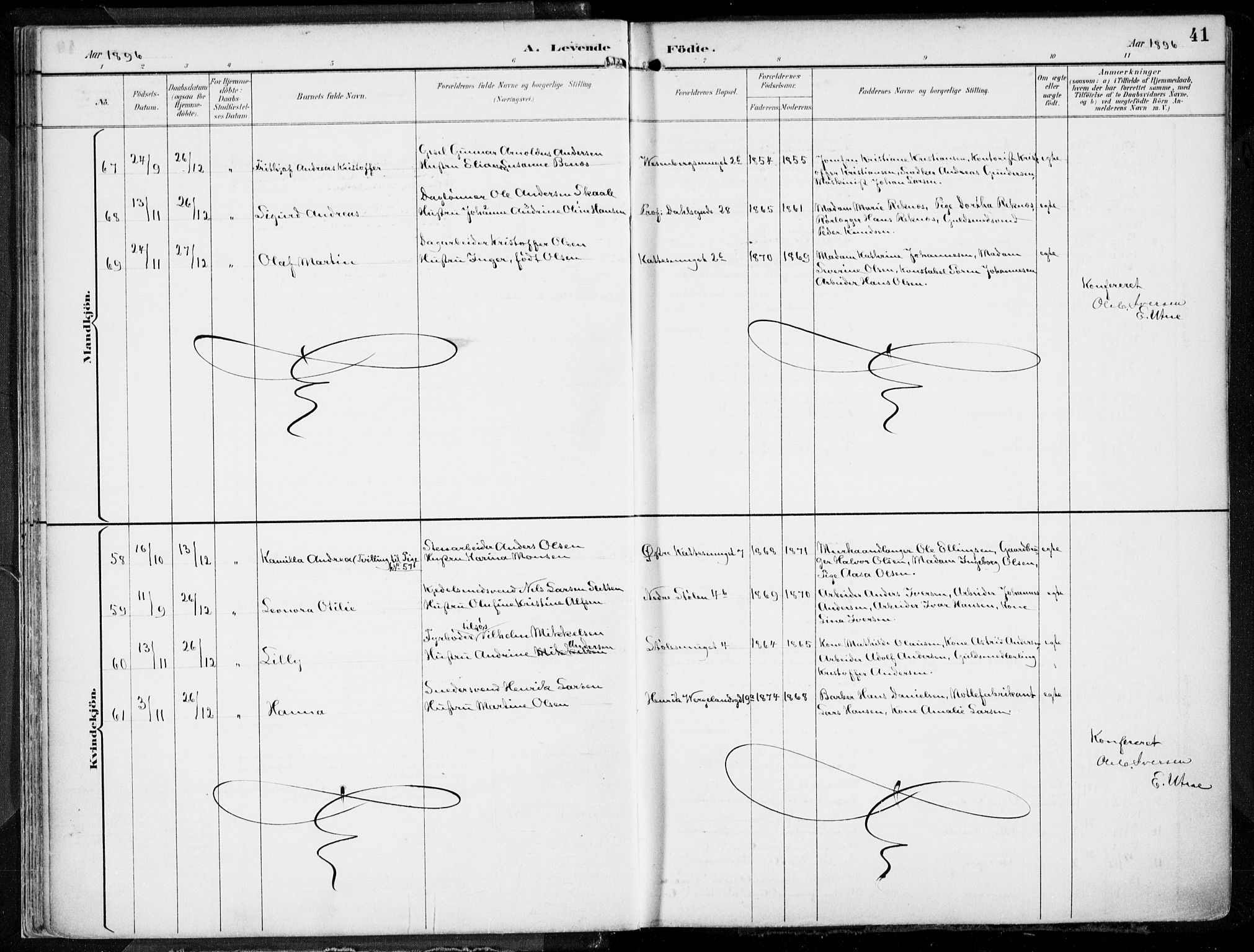 Mariakirken Sokneprestembete, AV/SAB-A-76901/H/Hab/L0005: Parish register (copy) no. A 5, 1893-1913, p. 41