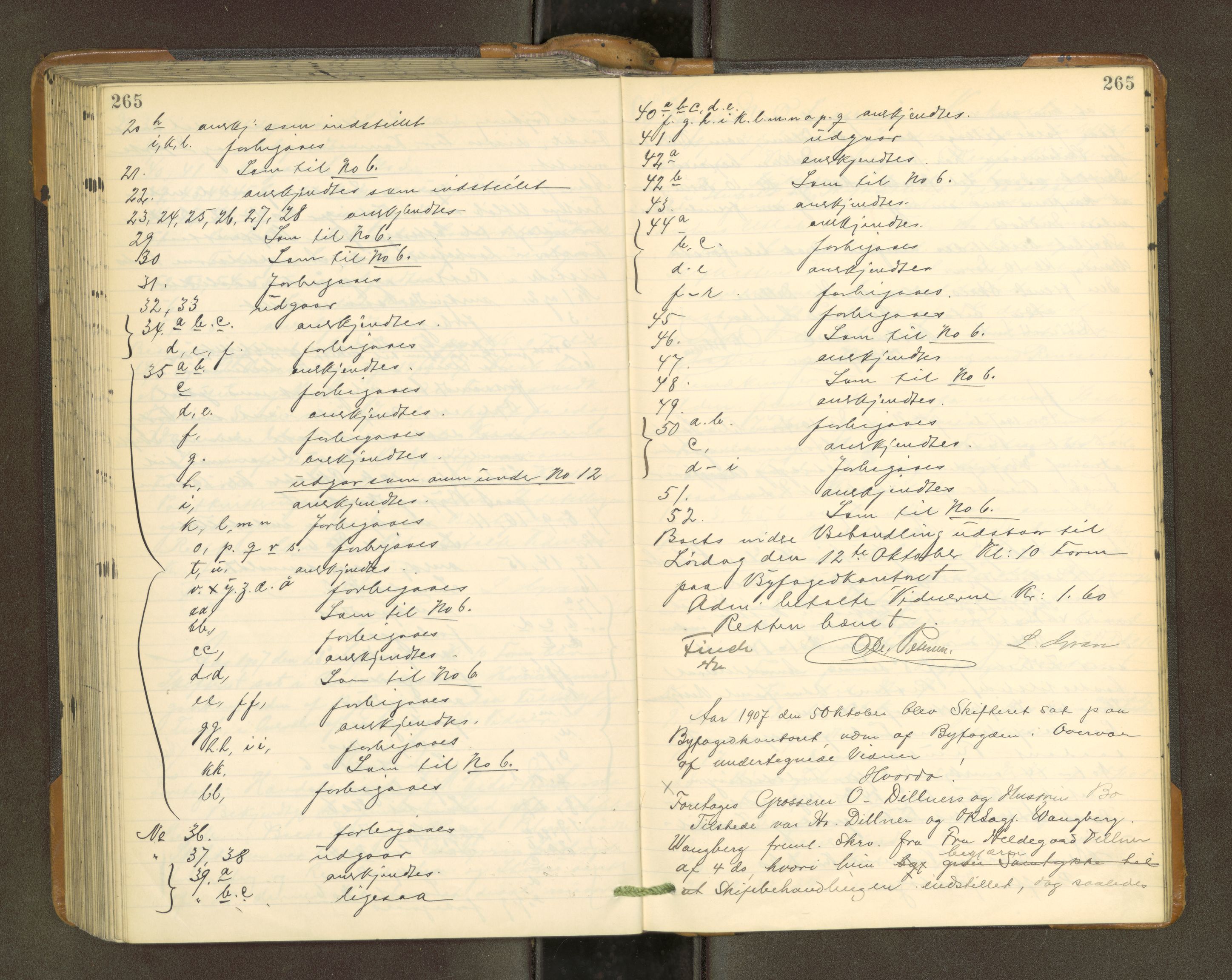 Trondheim byfogd, AV/SAT-A-0003/1/3/3B/L0015: Skiftebehandlingsprotokoll - 23/4-19/12. (u/ register) U, 1904-1908, p. 265