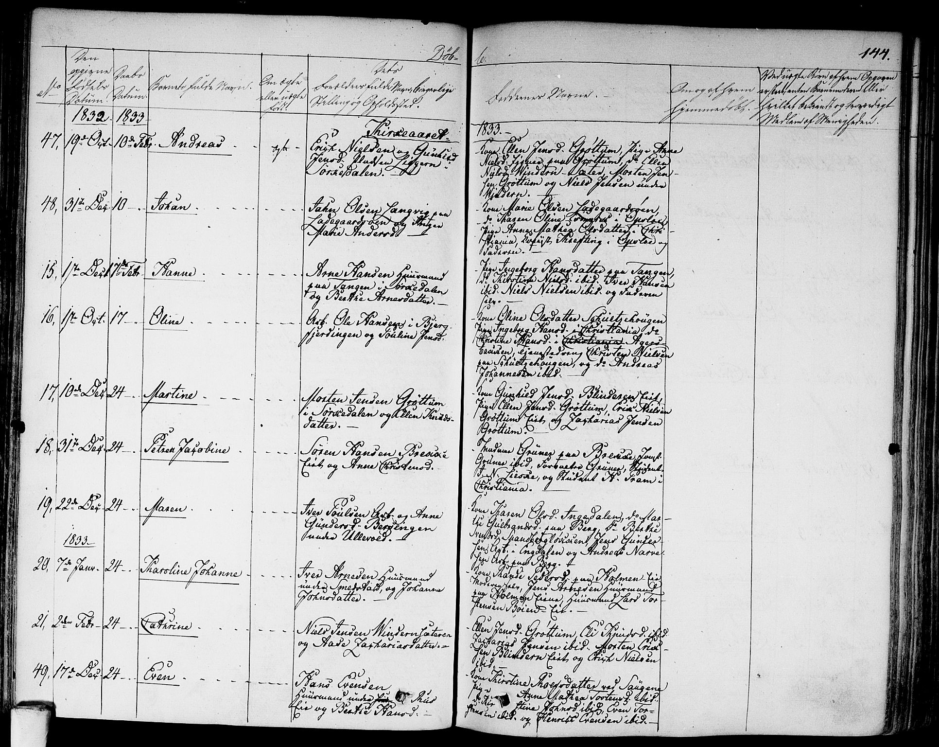 Aker prestekontor kirkebøker, AV/SAO-A-10861/F/L0013: Parish register (official) no. 13, 1828-1837, p. 144