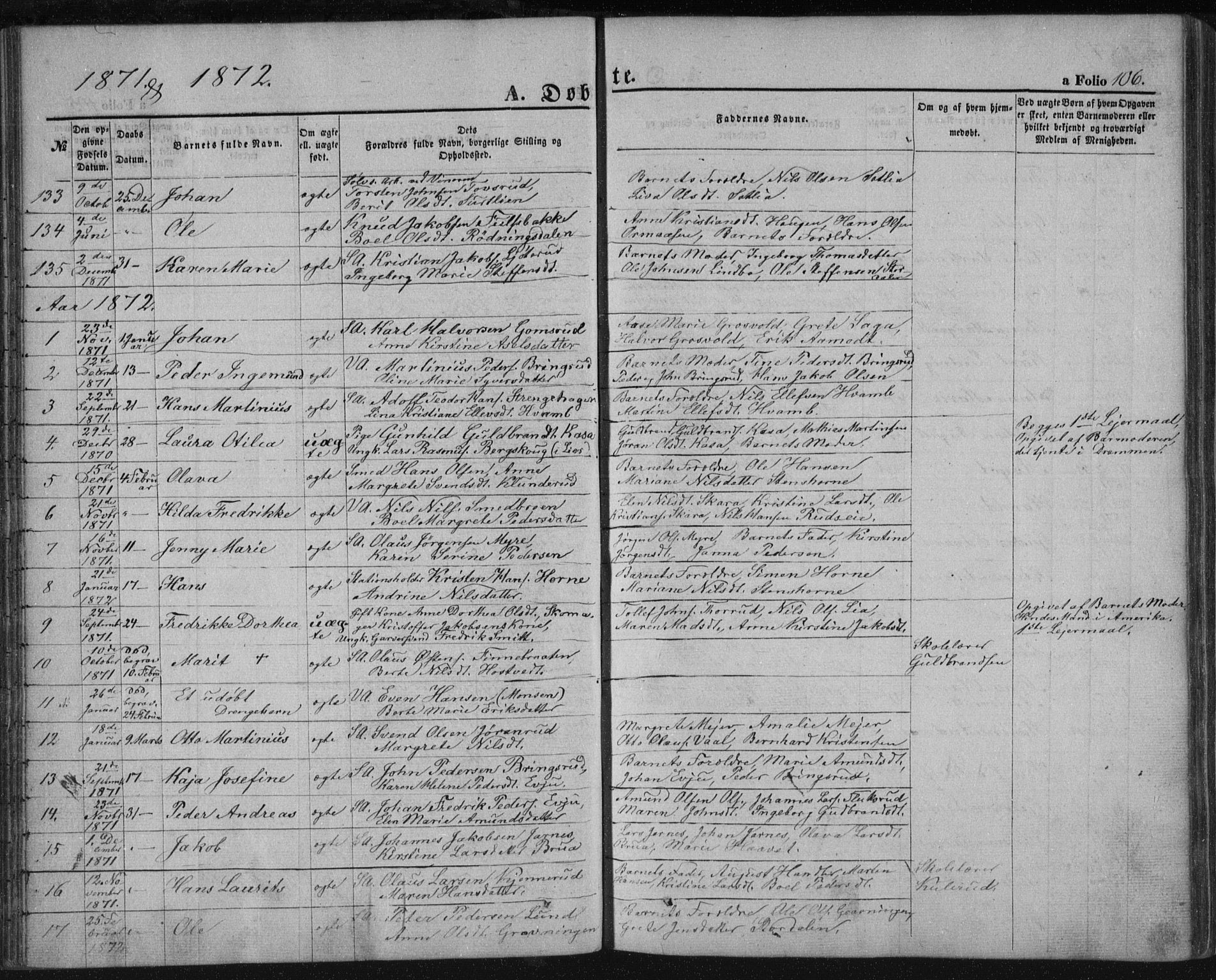 Kongsberg kirkebøker, SAKO/A-22/F/Fa/L0010: Parish register (official) no. I 10, 1859-1875, p. 106