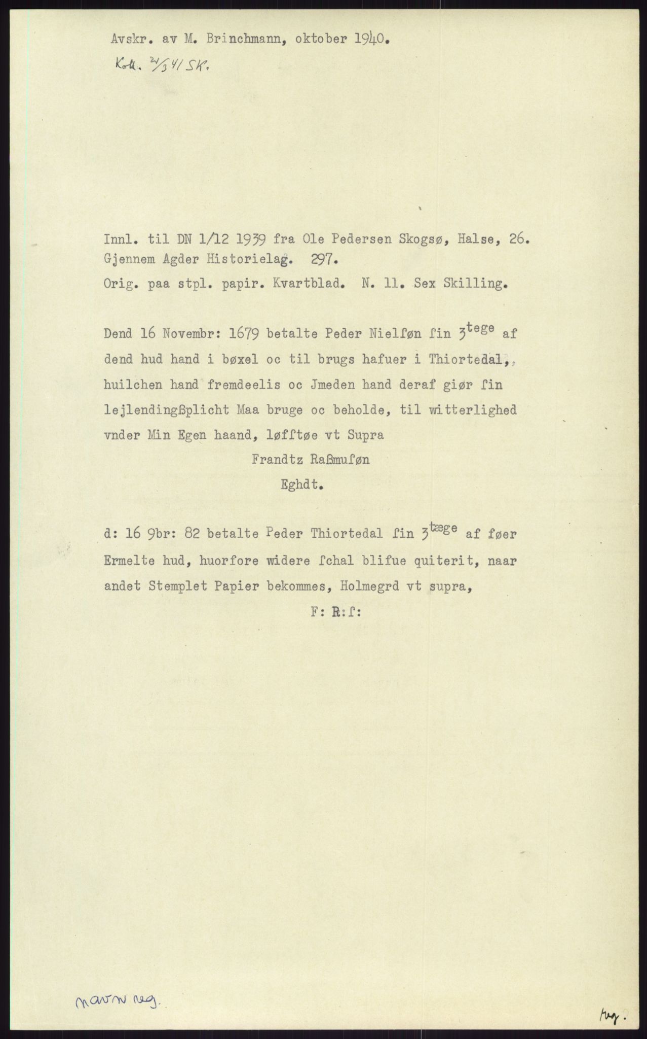 Samlinger til kildeutgivelse, Diplomavskriftsamlingen, AV/RA-EA-4053/H/Ha, p. 2899