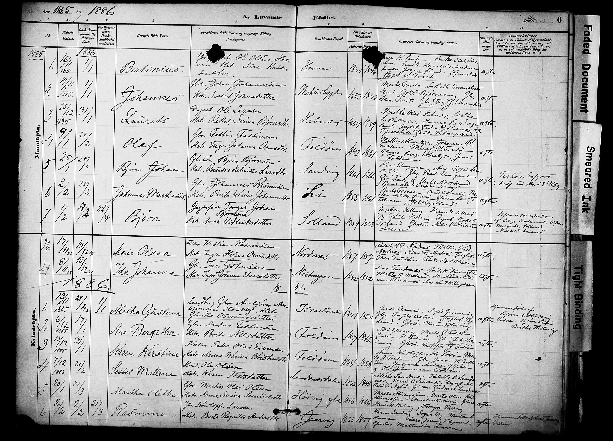Jelsa sokneprestkontor, SAST/A-101842/01/IV: Parish register (official) no. A 10, 1884-1906, p. 6
