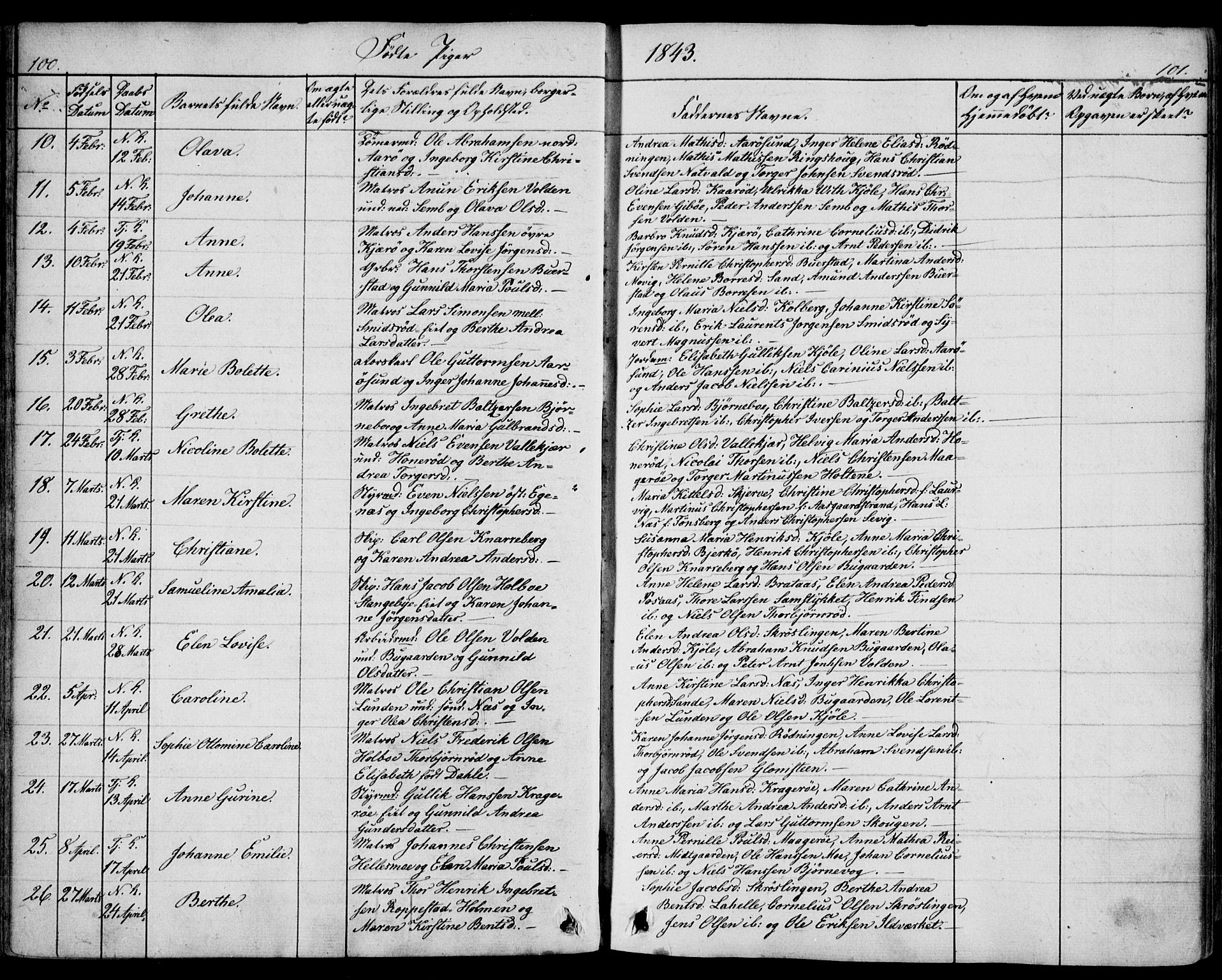 Nøtterøy kirkebøker, AV/SAKO-A-354/F/Fa/L0005: Parish register (official) no. I 5, 1839-1852, p. 100-101