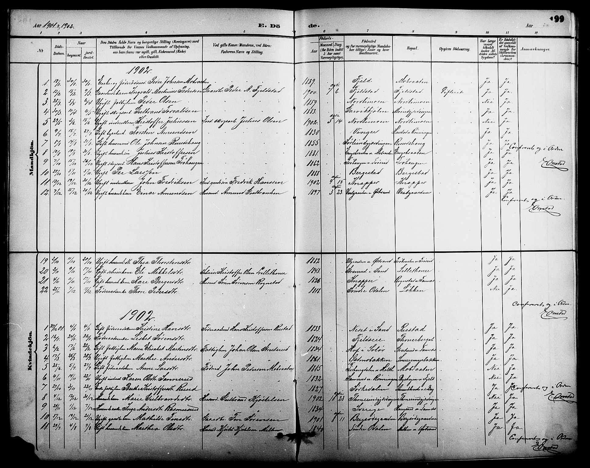 Nord-Odal prestekontor, AV/SAH-PREST-032/H/Ha/Hab/L0002: Parish register (copy) no. 2, 1895-1921, p. 199