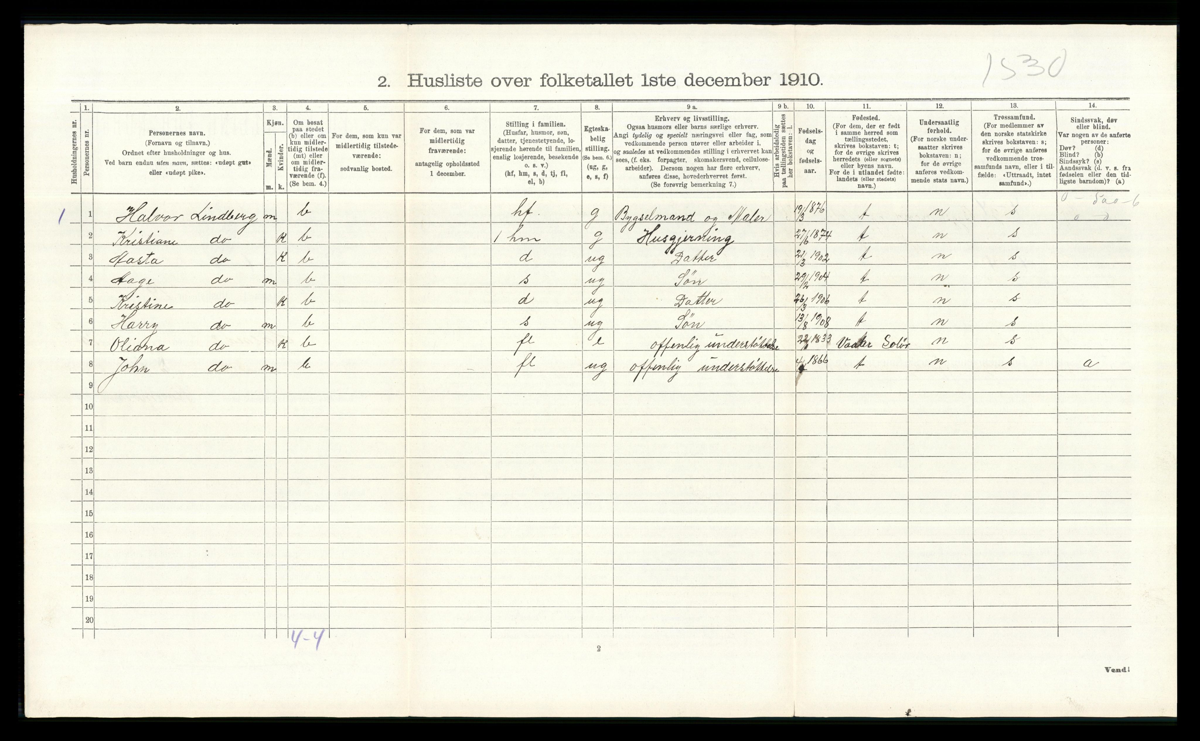RA, 1910 census for Åsnes, 1910, p. 1549