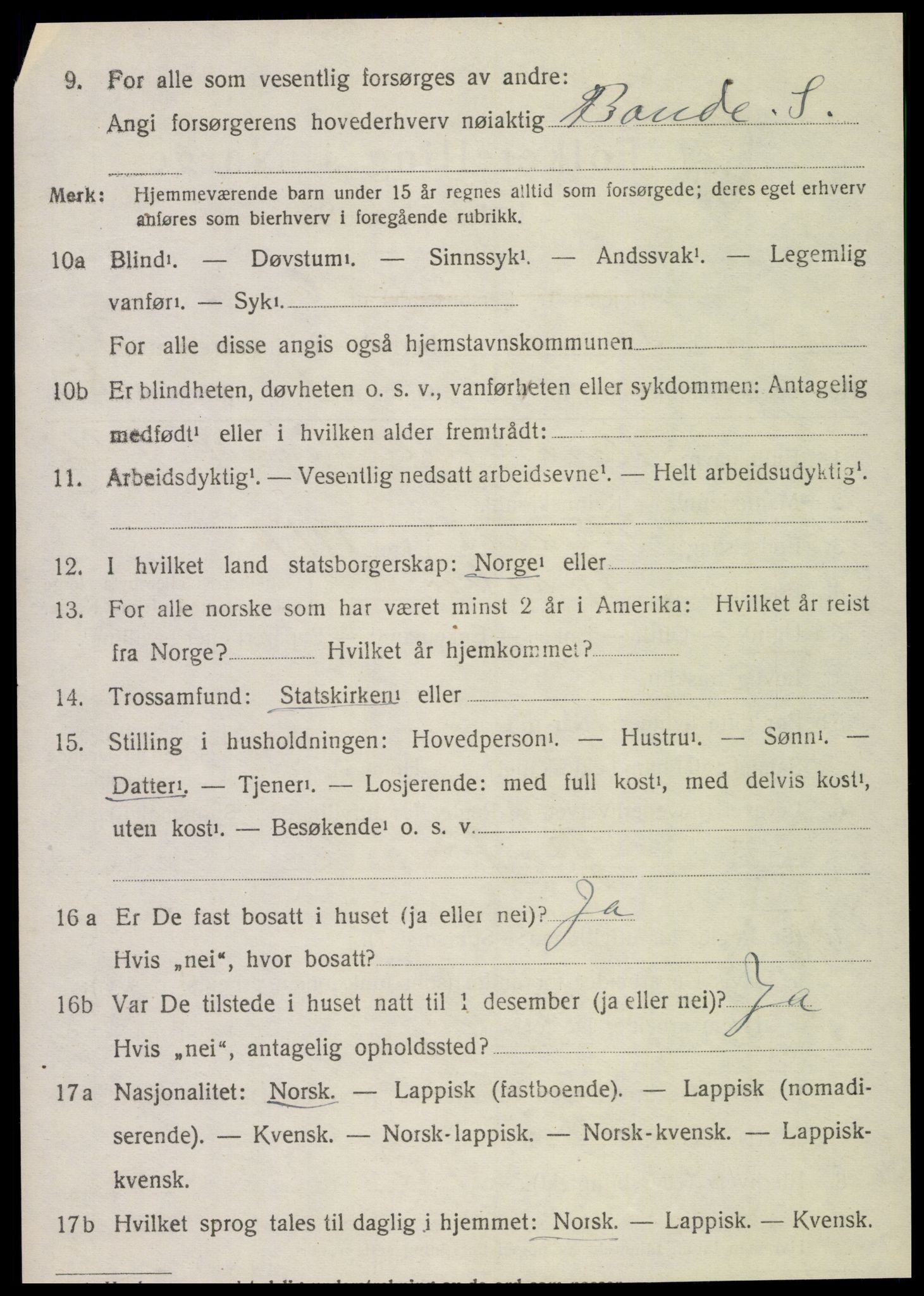 SAT, 1920 census for Sparbu, 1920, p. 4984