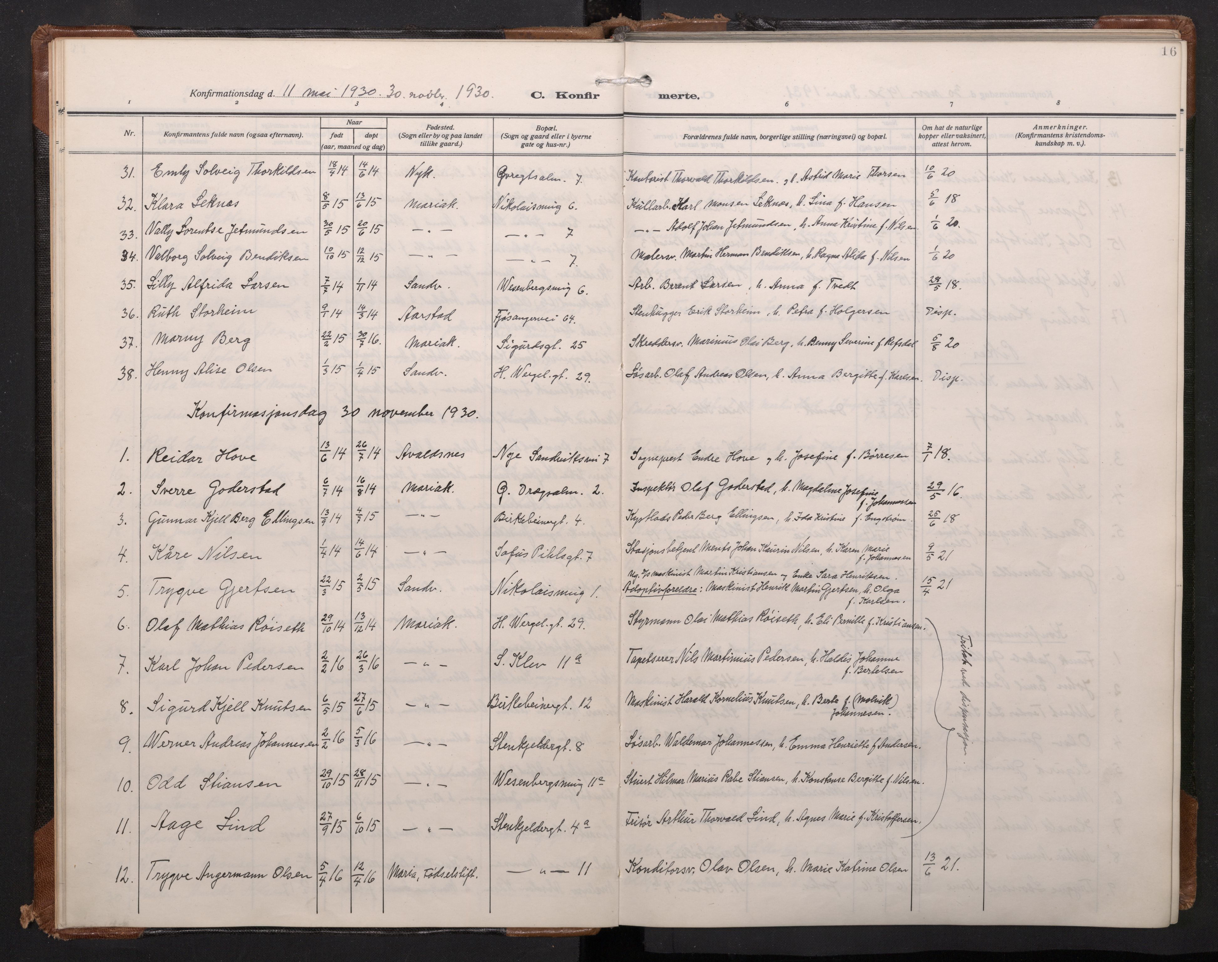 Mariakirken Sokneprestembete, AV/SAB-A-76901/H/Haa/L0016: Parish register (official) no. C 4, 1927-1938, p. 15b-16a