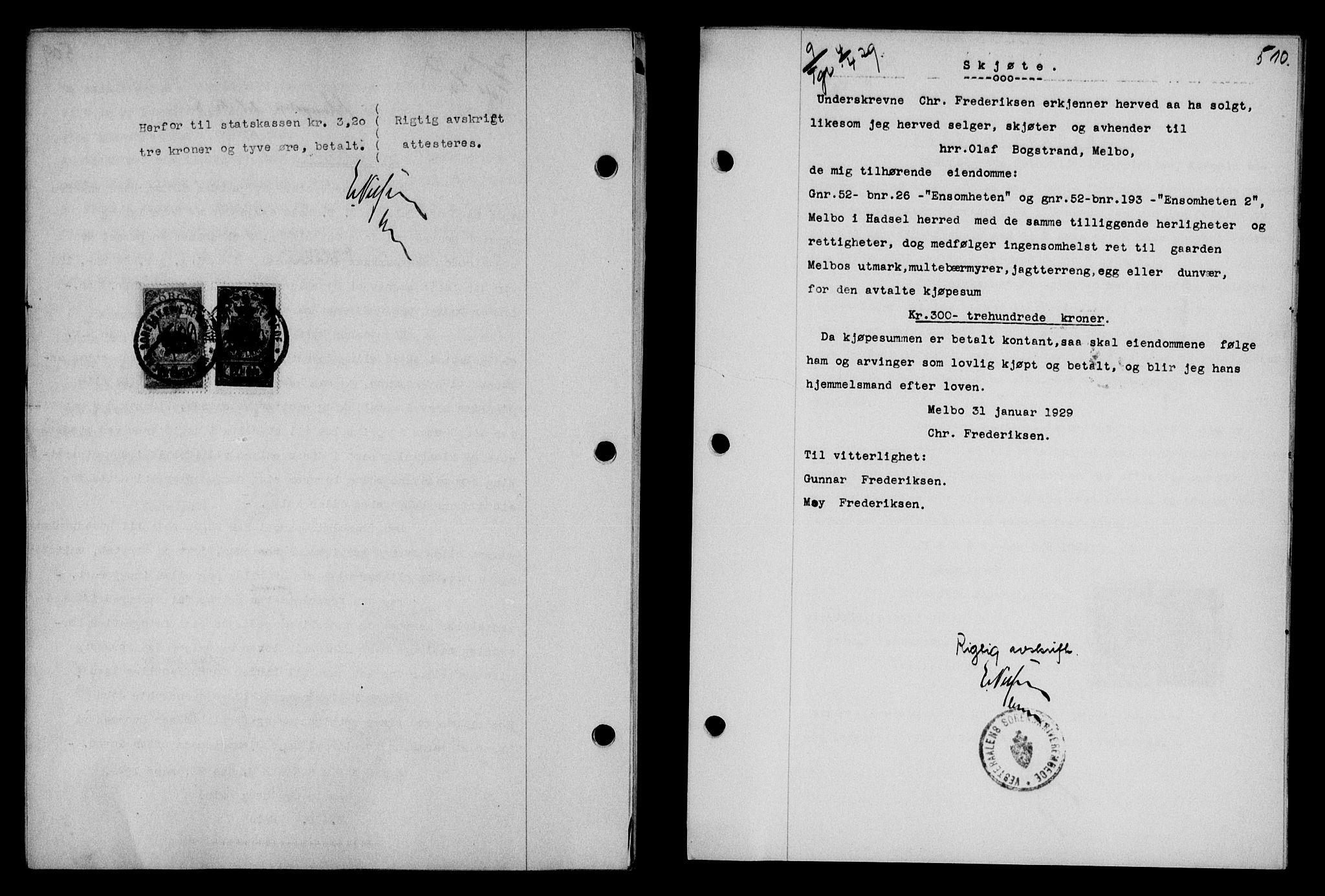 Vesterålen sorenskriveri, SAT/A-4180/1/2/2Ca/L0047: Mortgage book no. 40, 1928-1929, Deed date: 04.04.1929