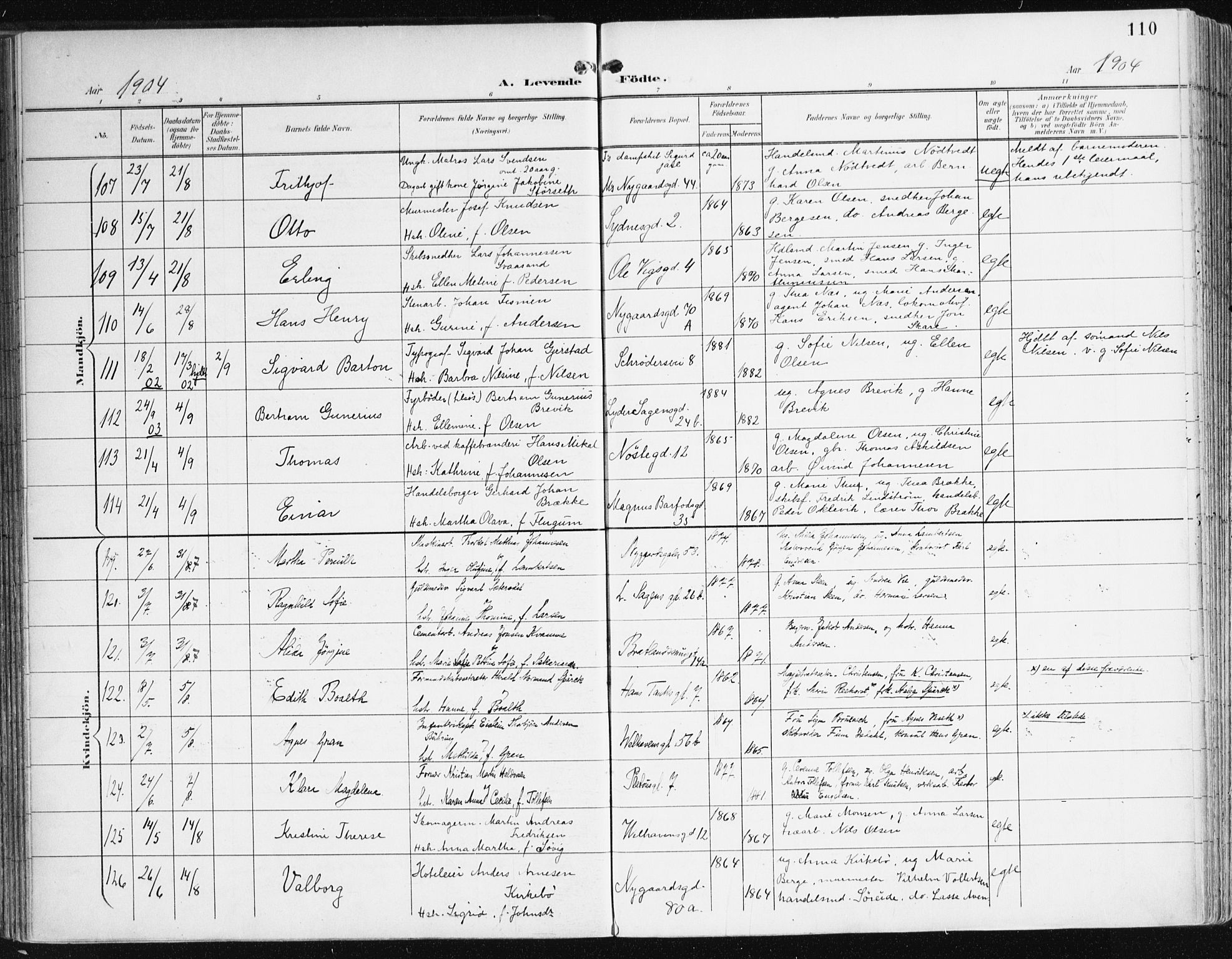 Johanneskirken sokneprestembete, AV/SAB-A-76001/H/Haa/L0002: Parish register (official) no. A 2, 1900-1912, p. 110