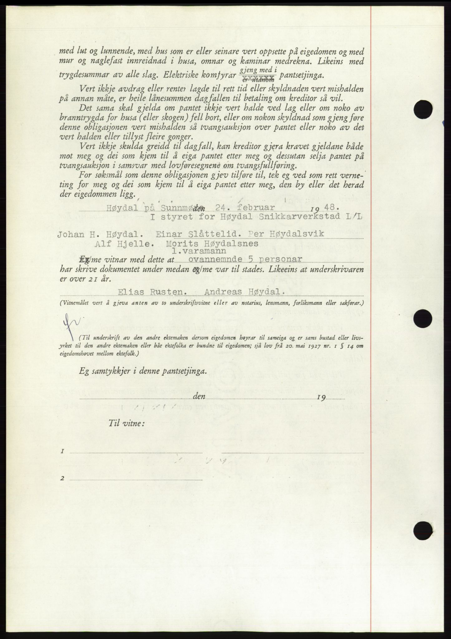 Søre Sunnmøre sorenskriveri, AV/SAT-A-4122/1/2/2C/L0115: Mortgage book no. 3B, 1947-1948, Diary no: : 332/1948