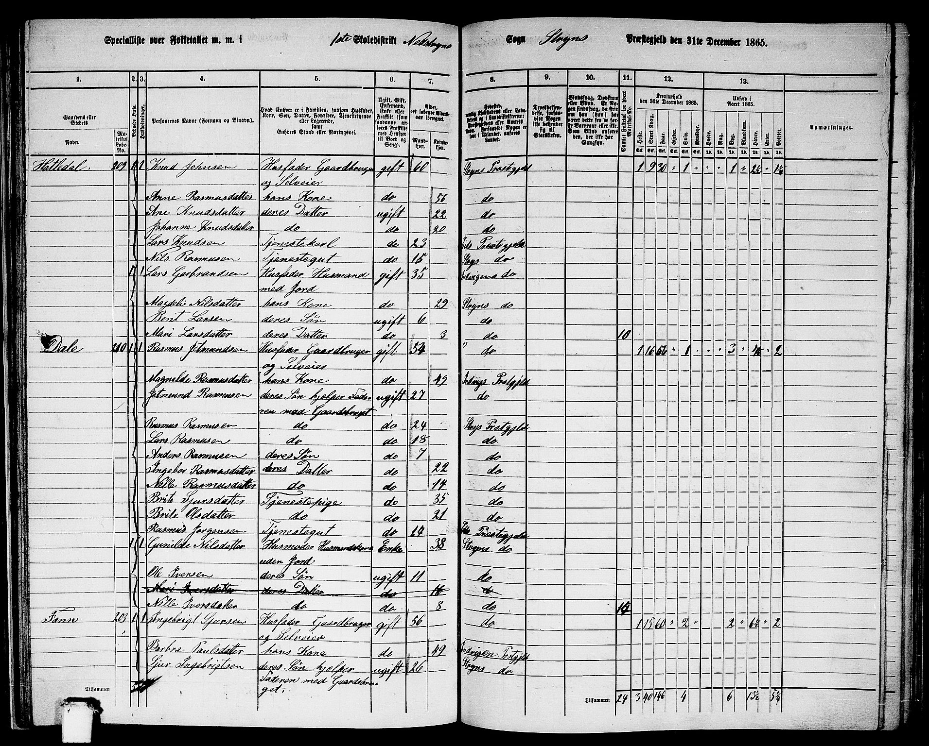 RA, 1865 census for Stryn, 1865, p. 53