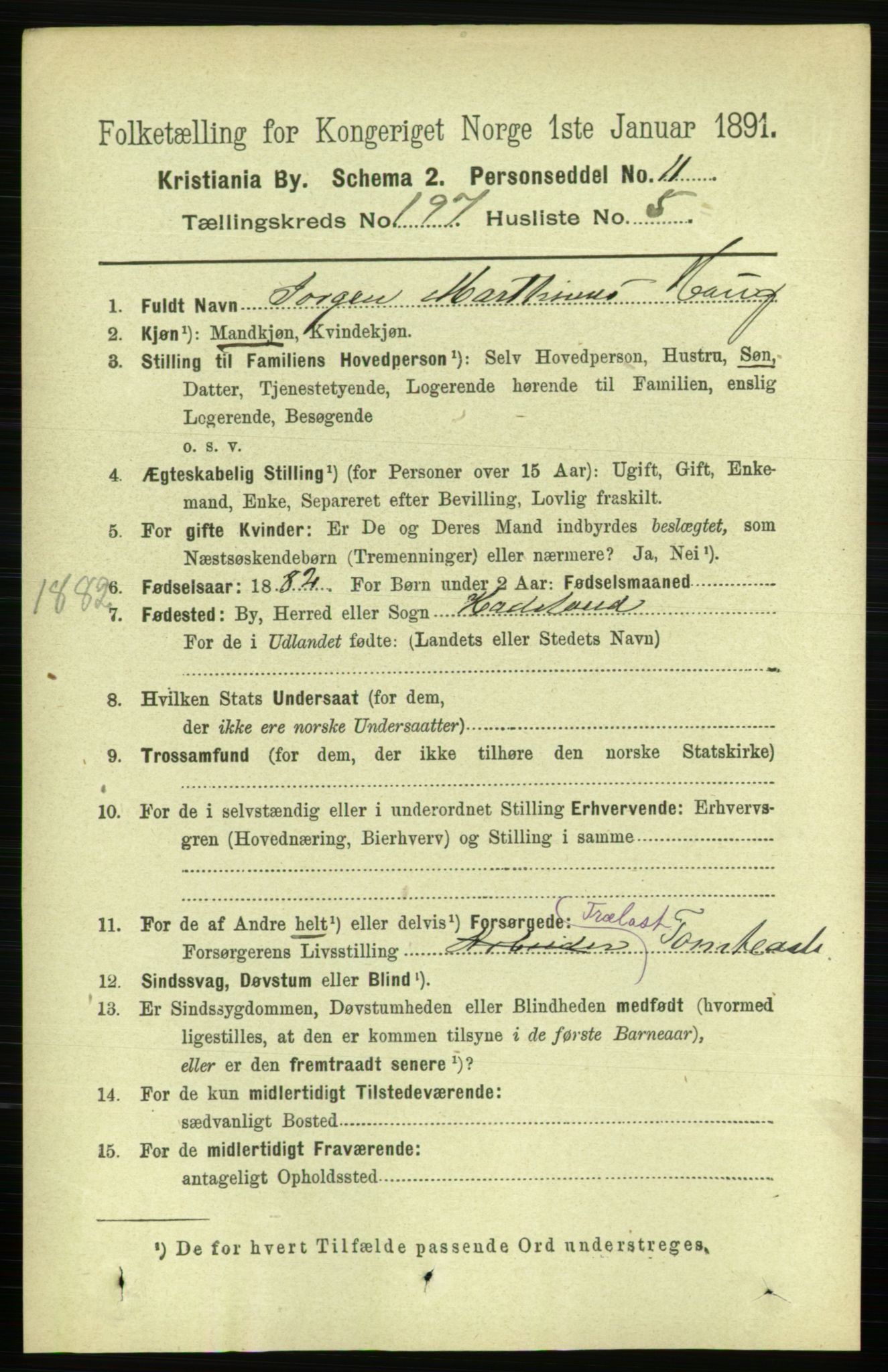 RA, 1891 census for 0301 Kristiania, 1891, p. 118900