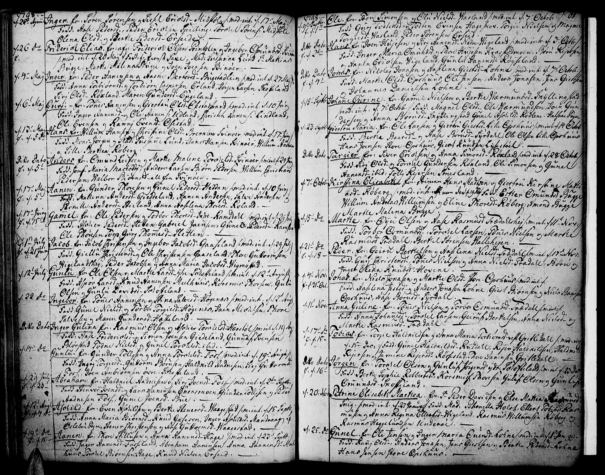 Sør-Audnedal sokneprestkontor, AV/SAK-1111-0039/F/Fa/Fab/L0002: Parish register (official) no. A 2 /1, 1766-1815, p. 68