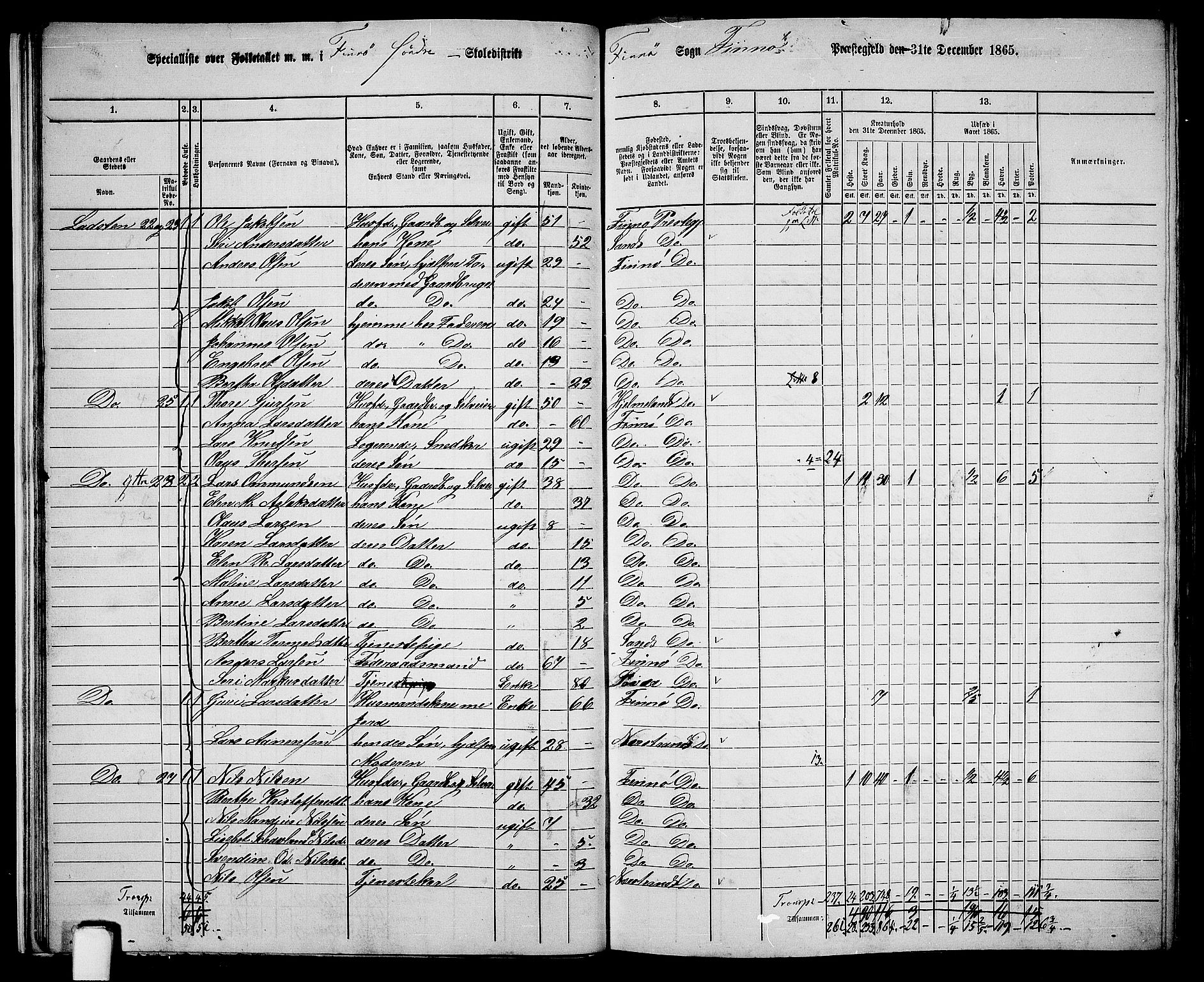 RA, 1865 census for Finnøy, 1865, p. 20