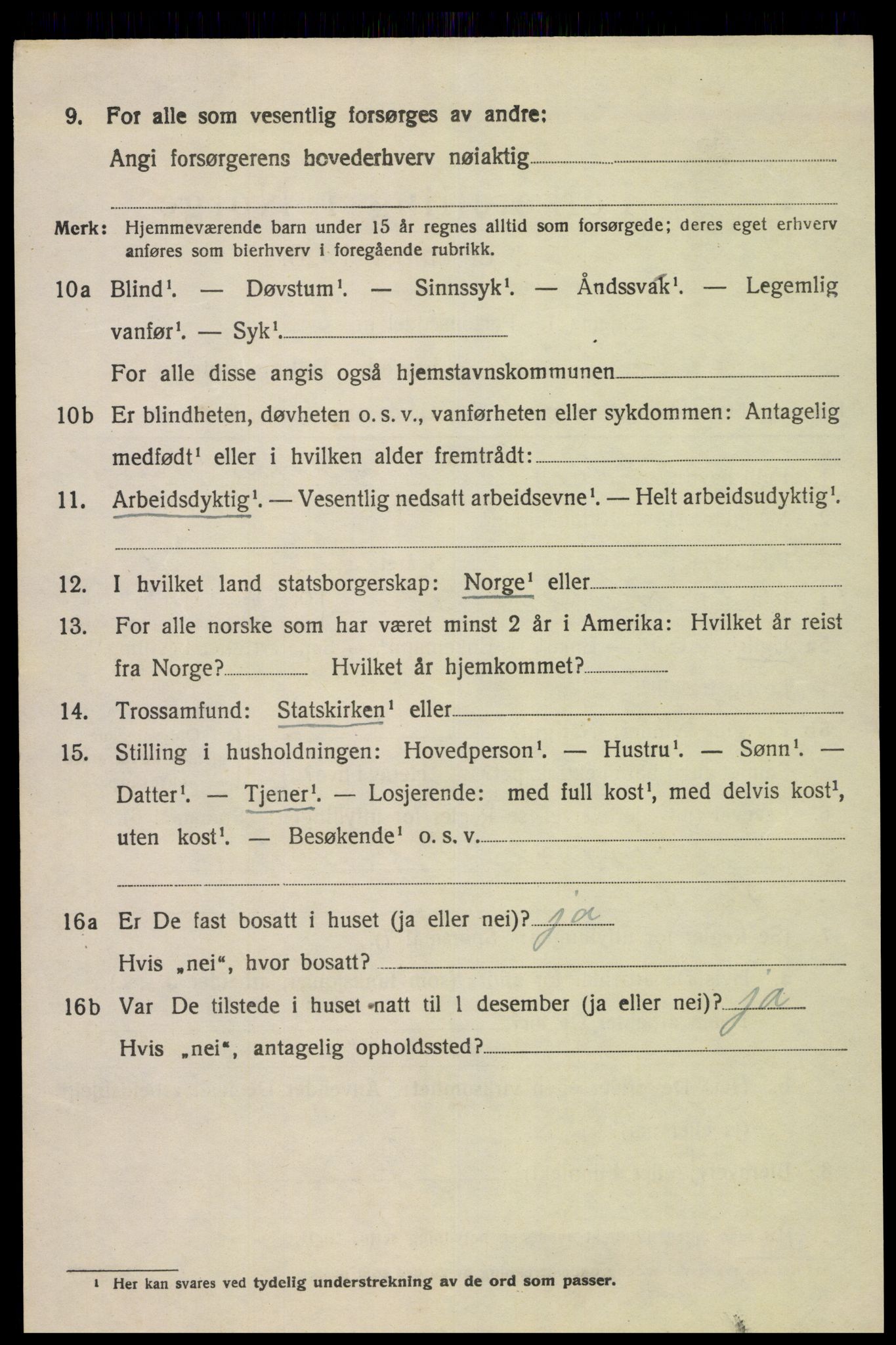 SAK, 1920 census for Hægebostad, 1920, p. 2120