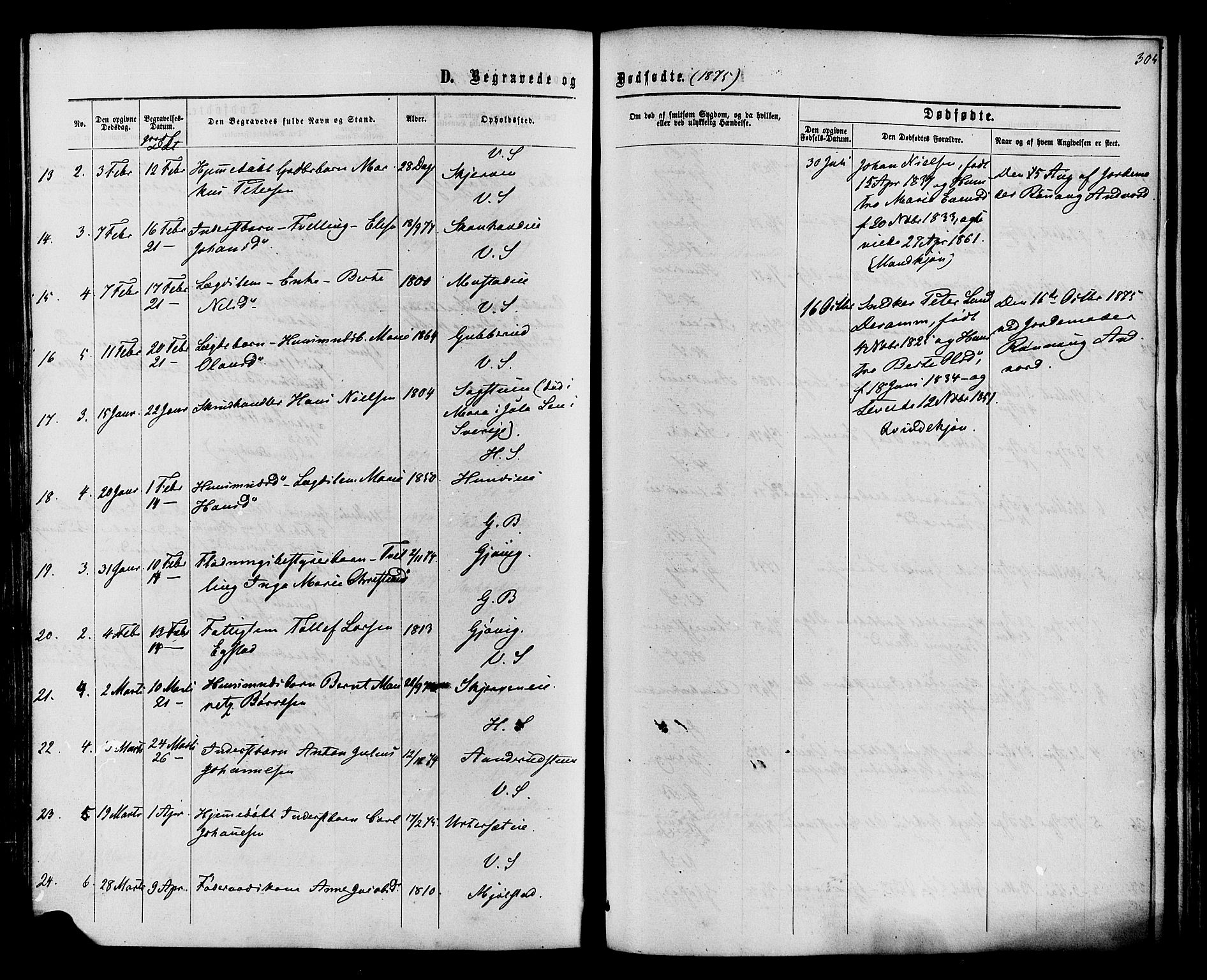 Vardal prestekontor, SAH/PREST-100/H/Ha/Haa/L0007: Parish register (official) no. 7, 1867-1878, p. 305