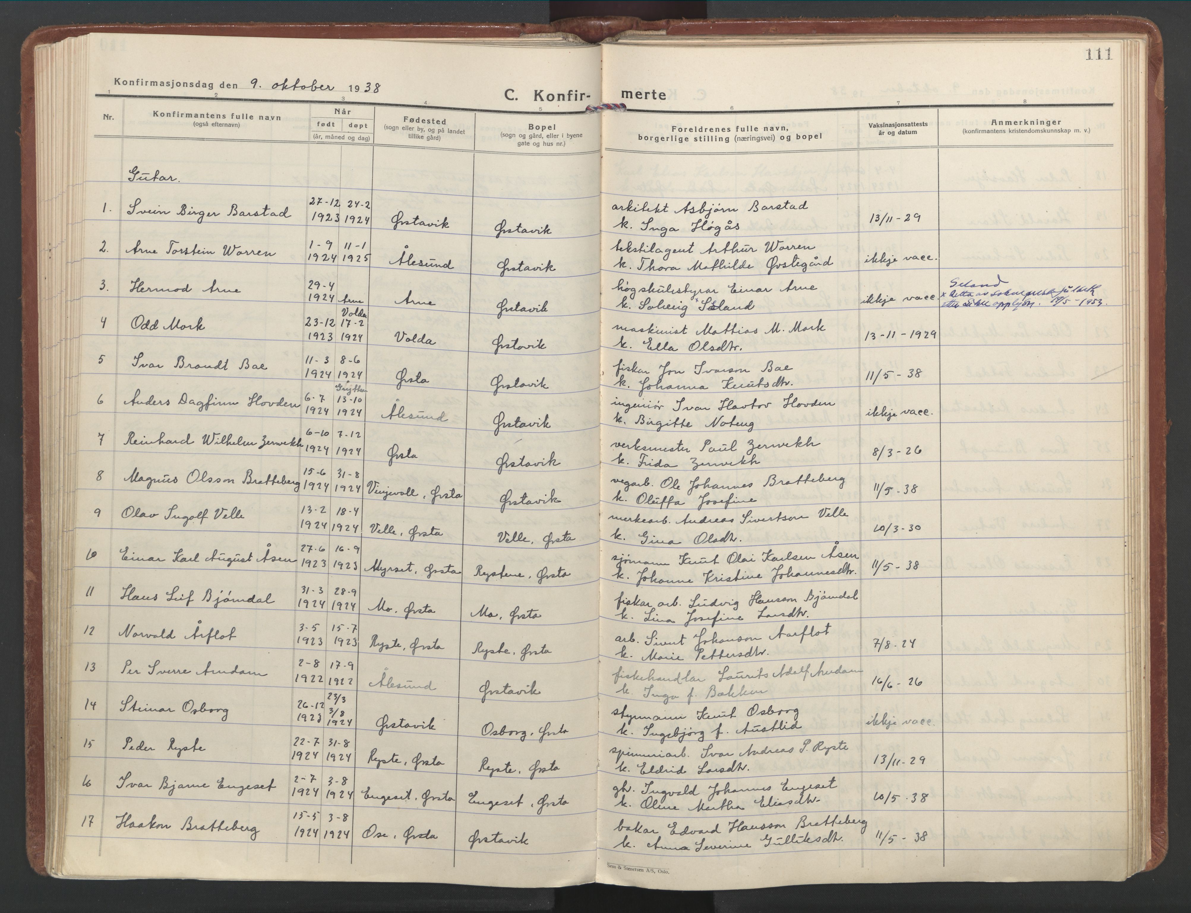 Ministerialprotokoller, klokkerbøker og fødselsregistre - Møre og Romsdal, AV/SAT-A-1454/513/L0181: Parish register (official) no. 513A08, 1930-1943, p. 111