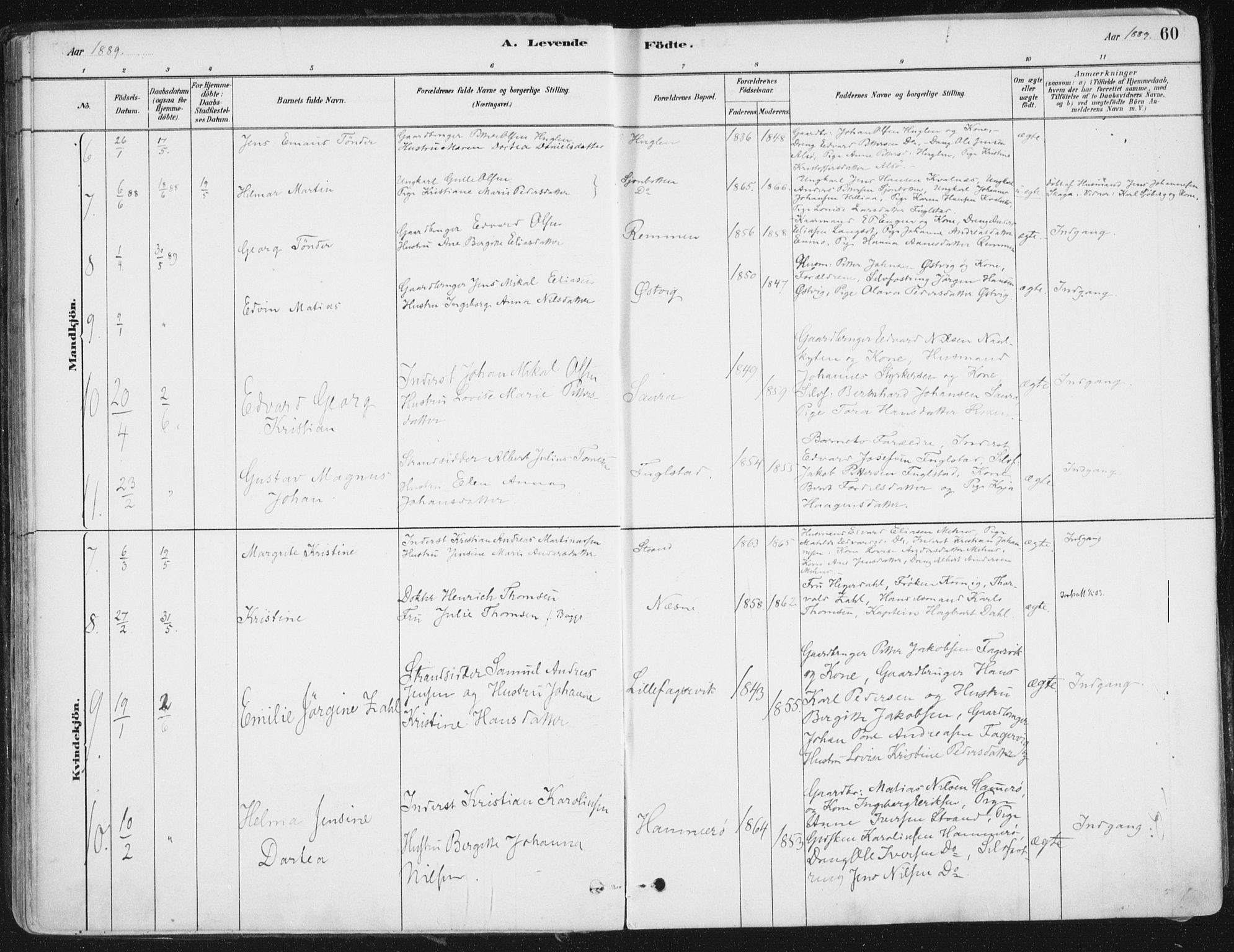 Ministerialprotokoller, klokkerbøker og fødselsregistre - Nordland, AV/SAT-A-1459/838/L0552: Parish register (official) no. 838A10, 1880-1910, p. 60