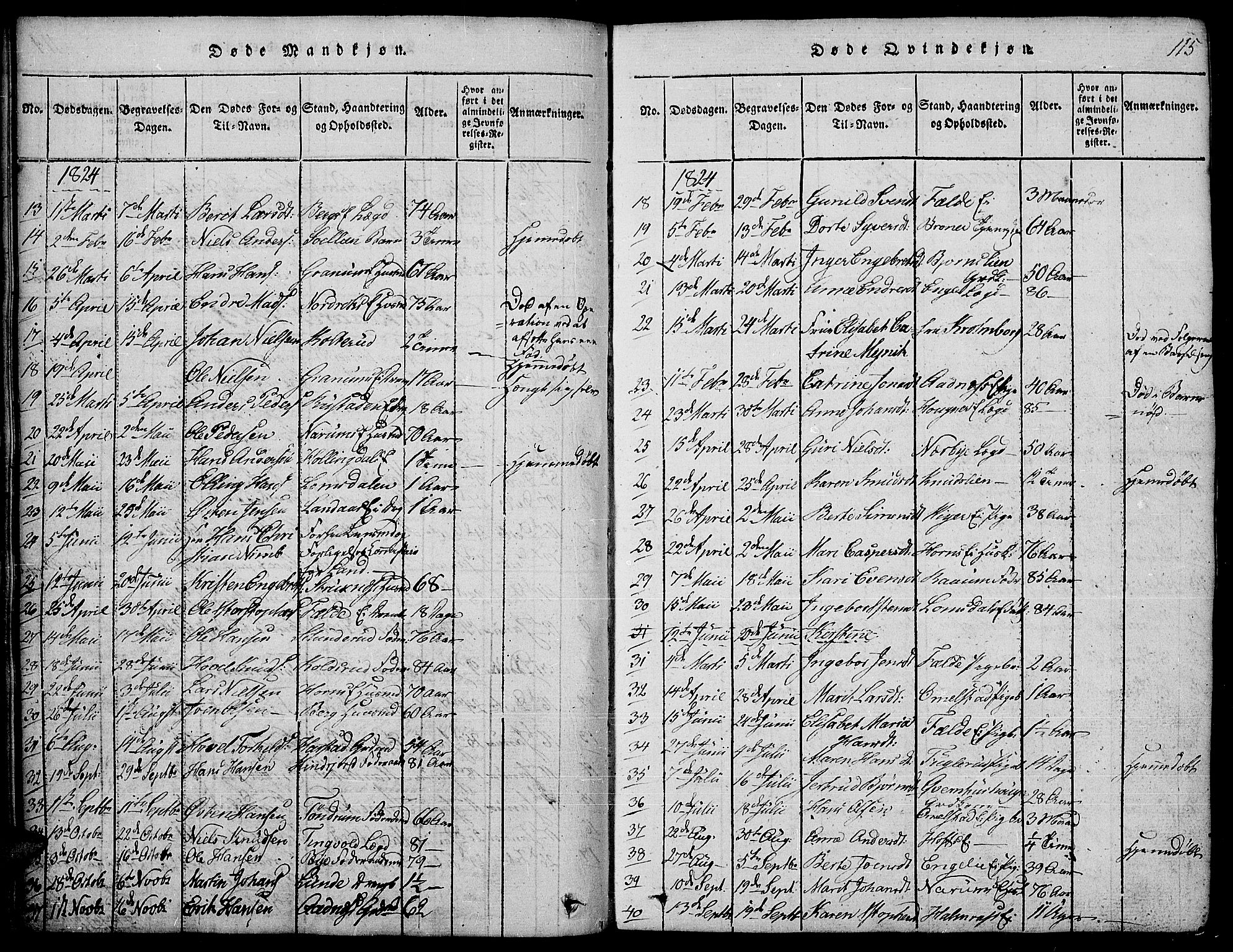 Land prestekontor, AV/SAH-PREST-120/H/Ha/Hab/L0001: Parish register (copy) no. 1, 1814-1833, p. 115