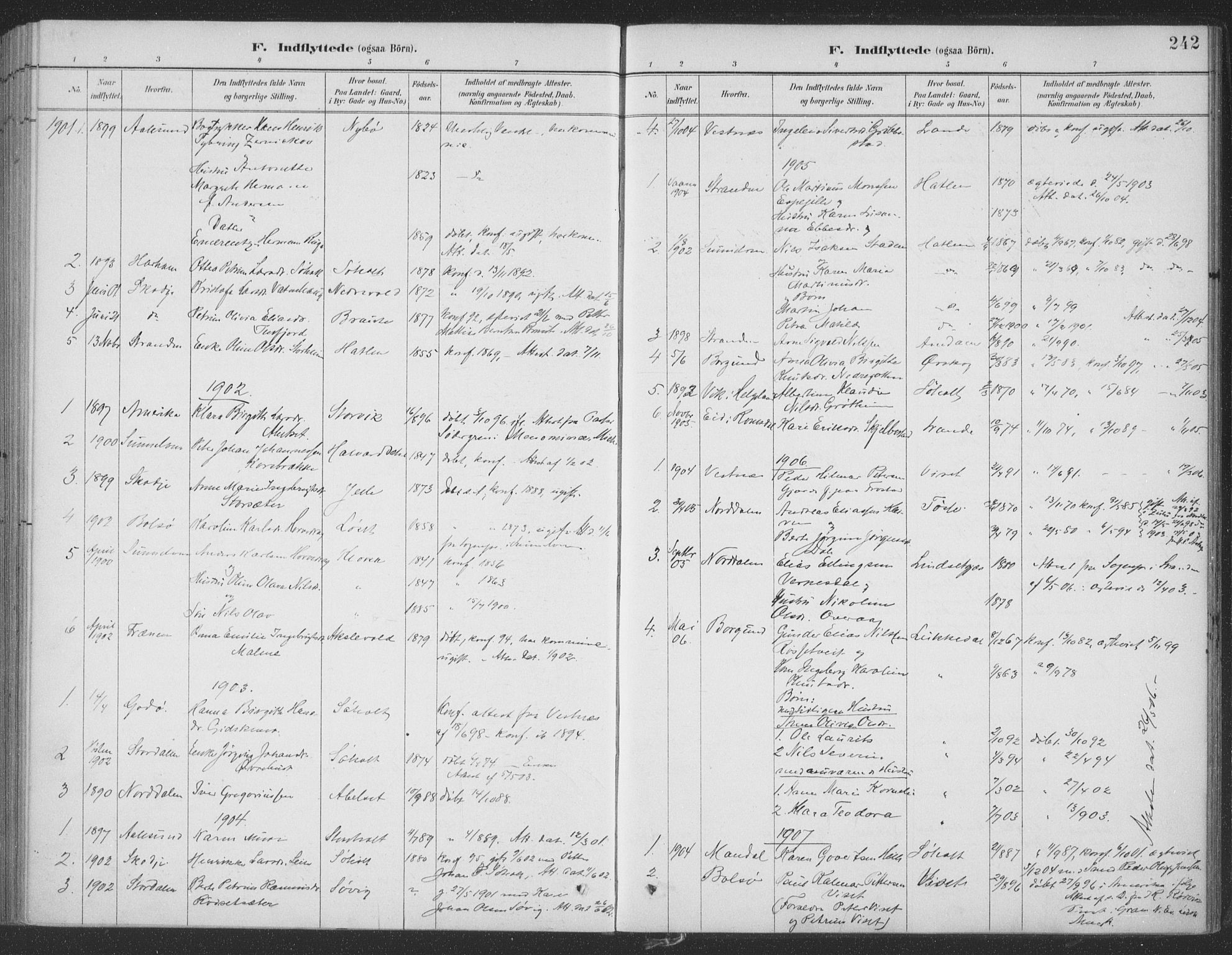 Ministerialprotokoller, klokkerbøker og fødselsregistre - Møre og Romsdal, SAT/A-1454/522/L0316: Parish register (official) no. 522A11, 1890-1911, p. 242