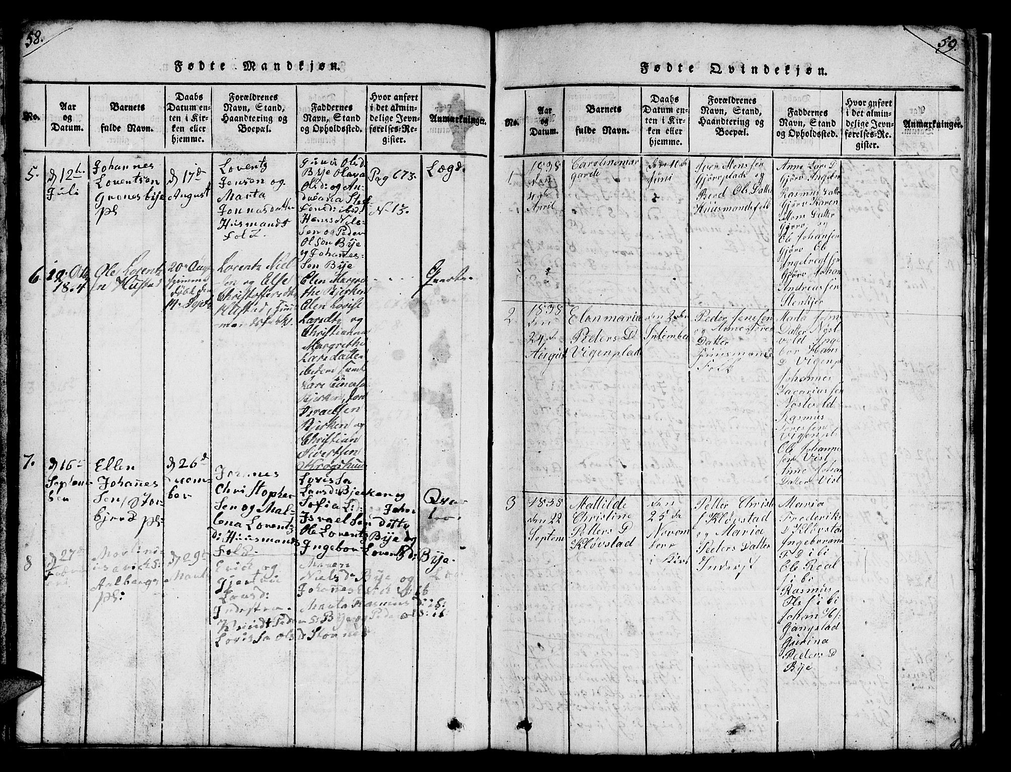 Ministerialprotokoller, klokkerbøker og fødselsregistre - Nord-Trøndelag, AV/SAT-A-1458/732/L0317: Parish register (copy) no. 732C01, 1816-1881, p. 58-59