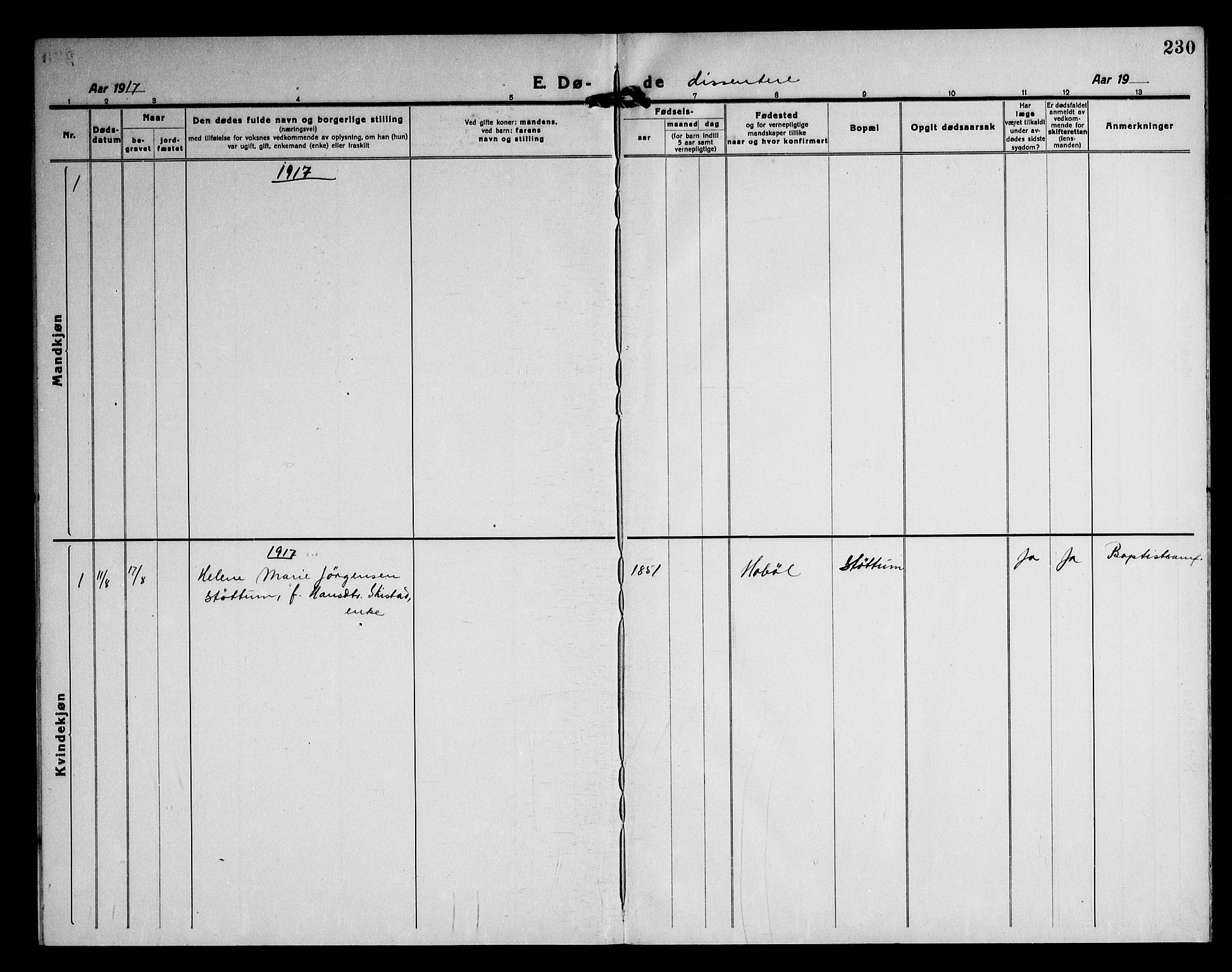 Vestby prestekontor Kirkebøker, SAO/A-10893/G/Ga/L0003: Parish register (copy) no. I 3, 1917-1947, p. 230