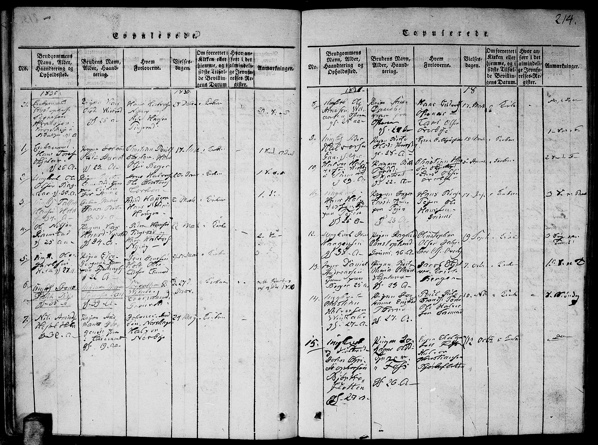 Fet prestekontor Kirkebøker, AV/SAO-A-10370a/G/Ga/L0001: Parish register (copy) no. I 1, 1815-1842, p. 214