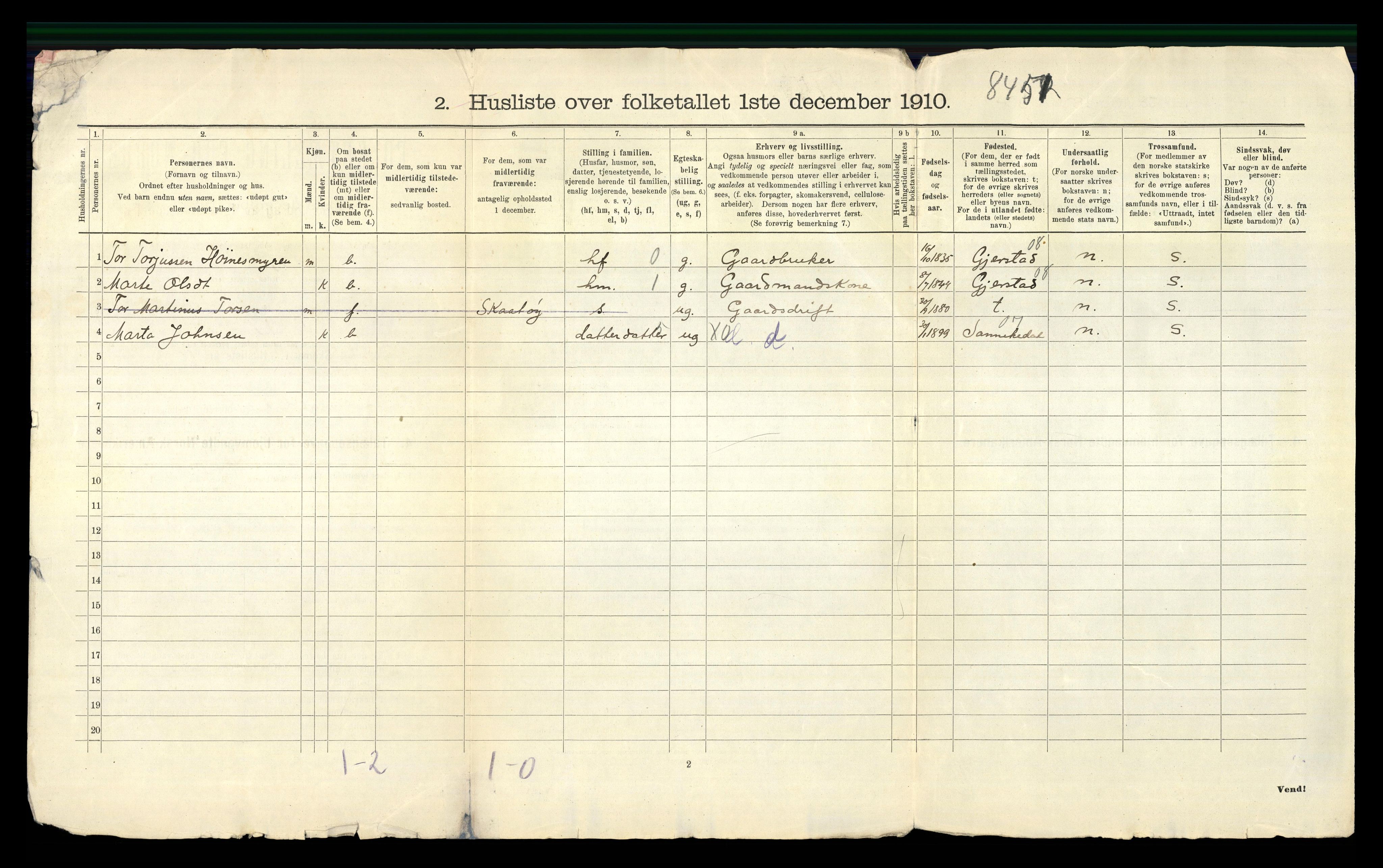 RA, 1910 census for Drangedal, 1910, p. 60