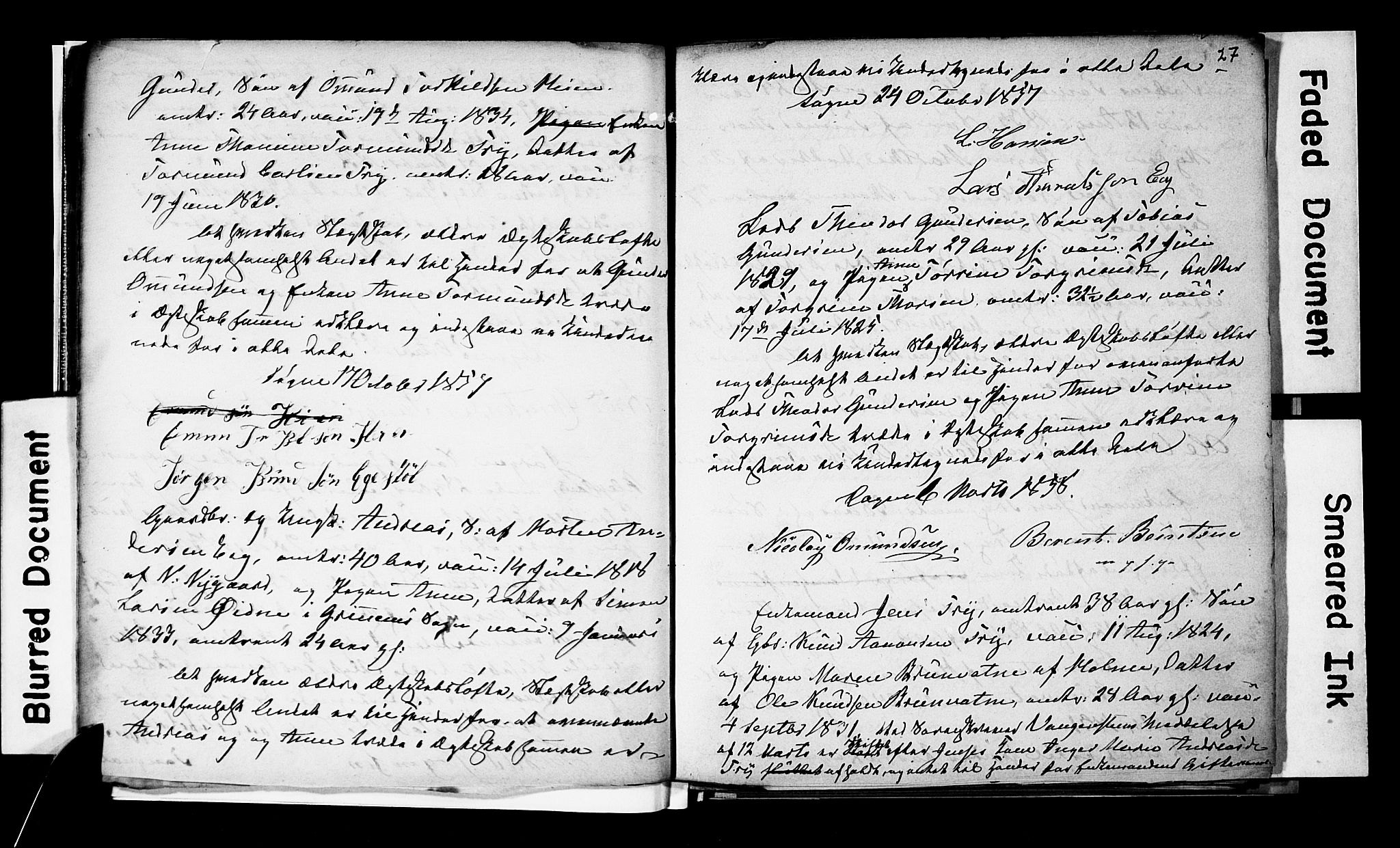 Søgne sokneprestkontor, SAK/1111-0037/F/Fe/L0001: Banns register no. A III 1, 1853-1870, p. 27