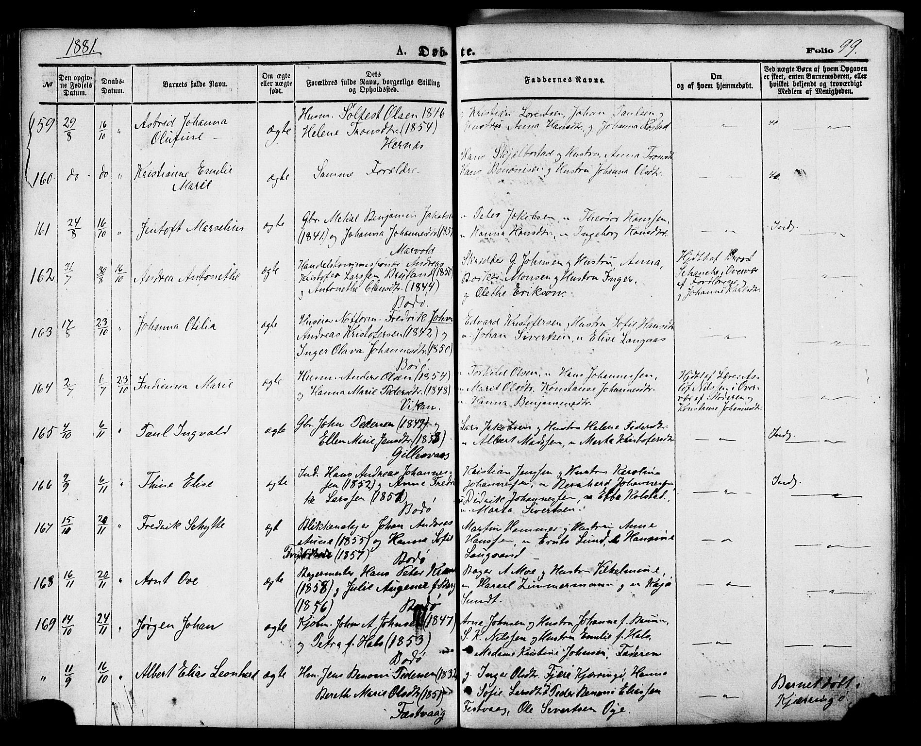 Ministerialprotokoller, klokkerbøker og fødselsregistre - Nordland, AV/SAT-A-1459/801/L0009: Parish register (official) no. 801A09, 1876-1883, p. 99