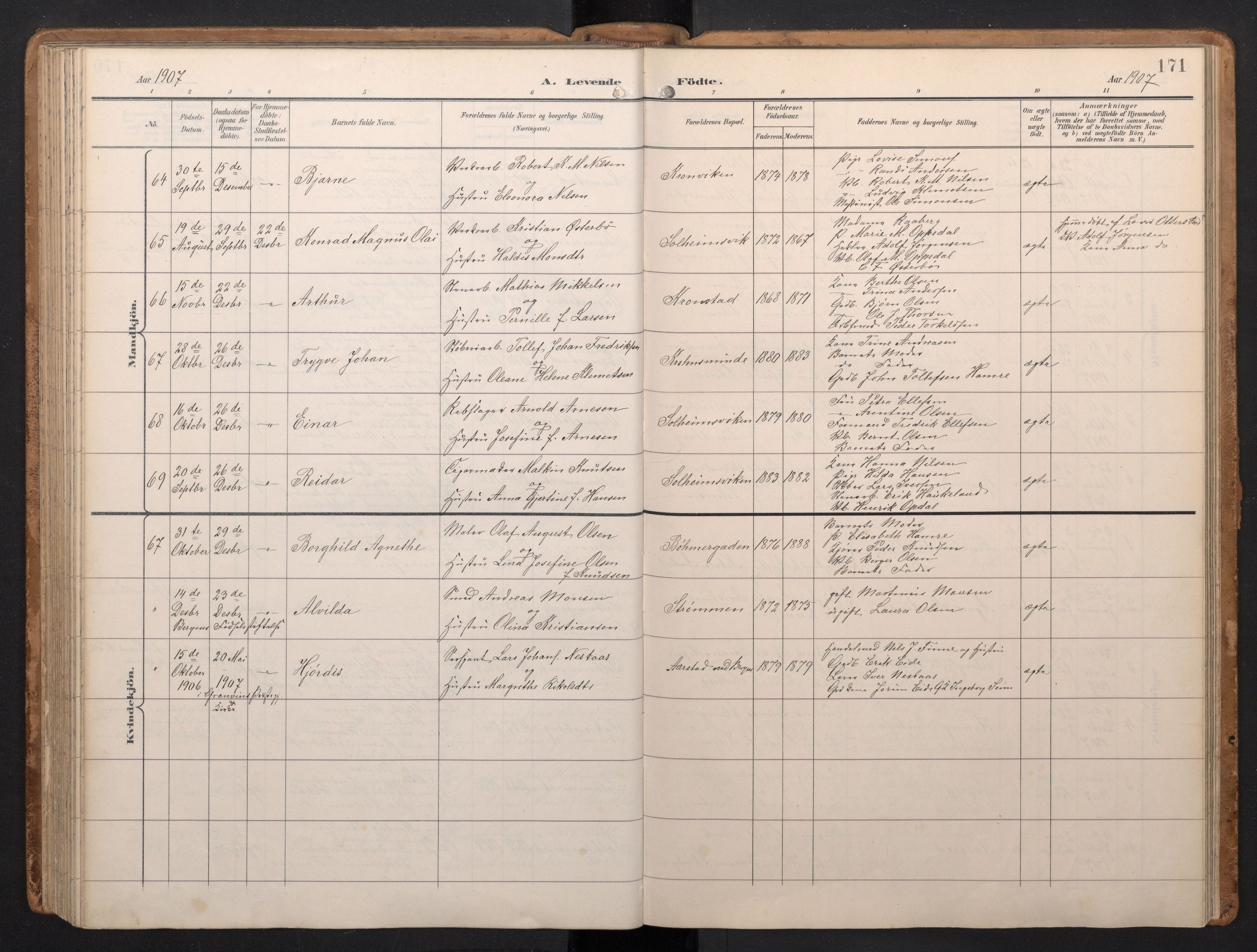 Årstad Sokneprestembete, AV/SAB-A-79301/H/Hab/L0002: Parish register (copy) no. A 2, 1896-1912, p. 170b-171a