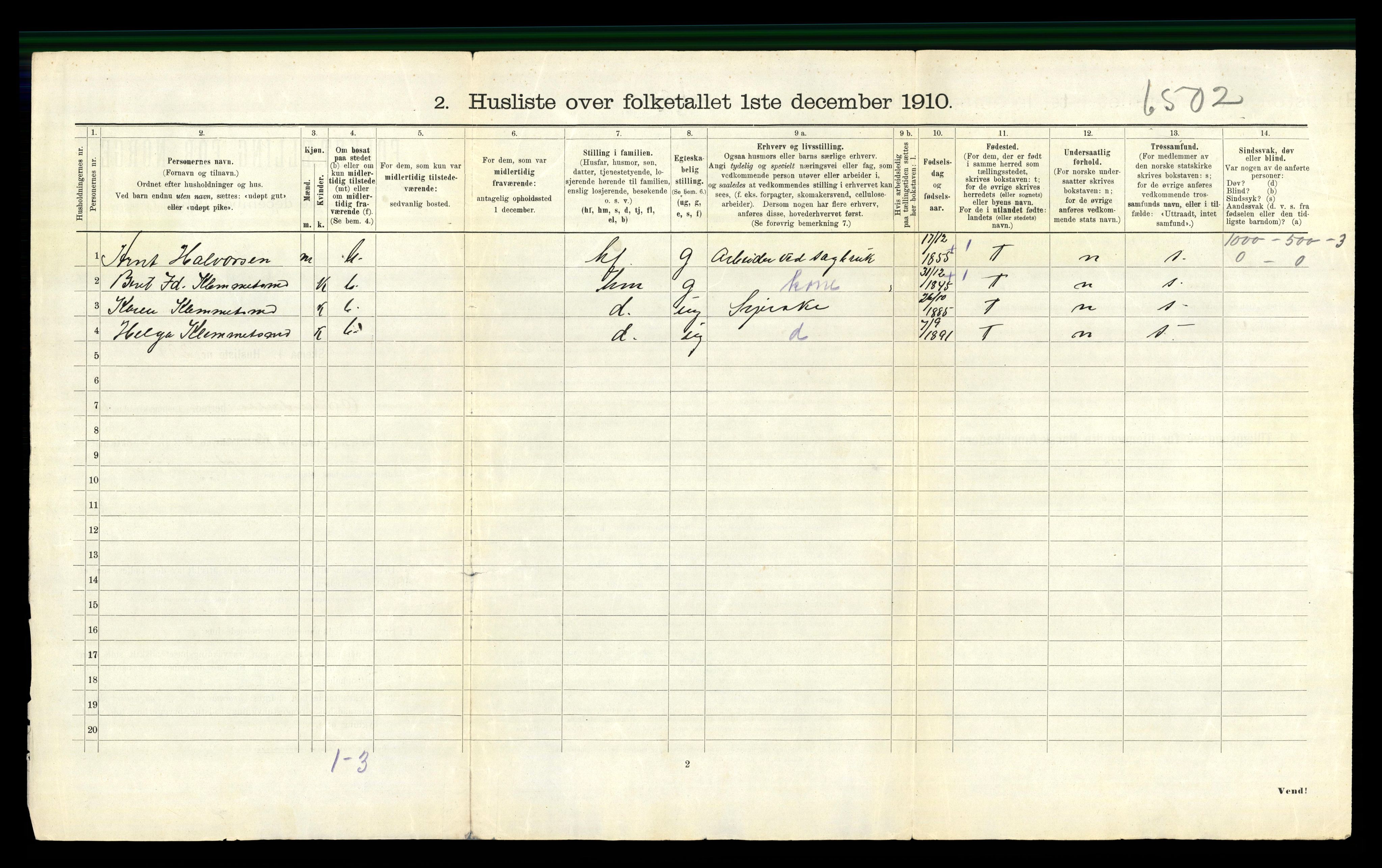 RA, 1910 census for Orkdal, 1910, p. 604