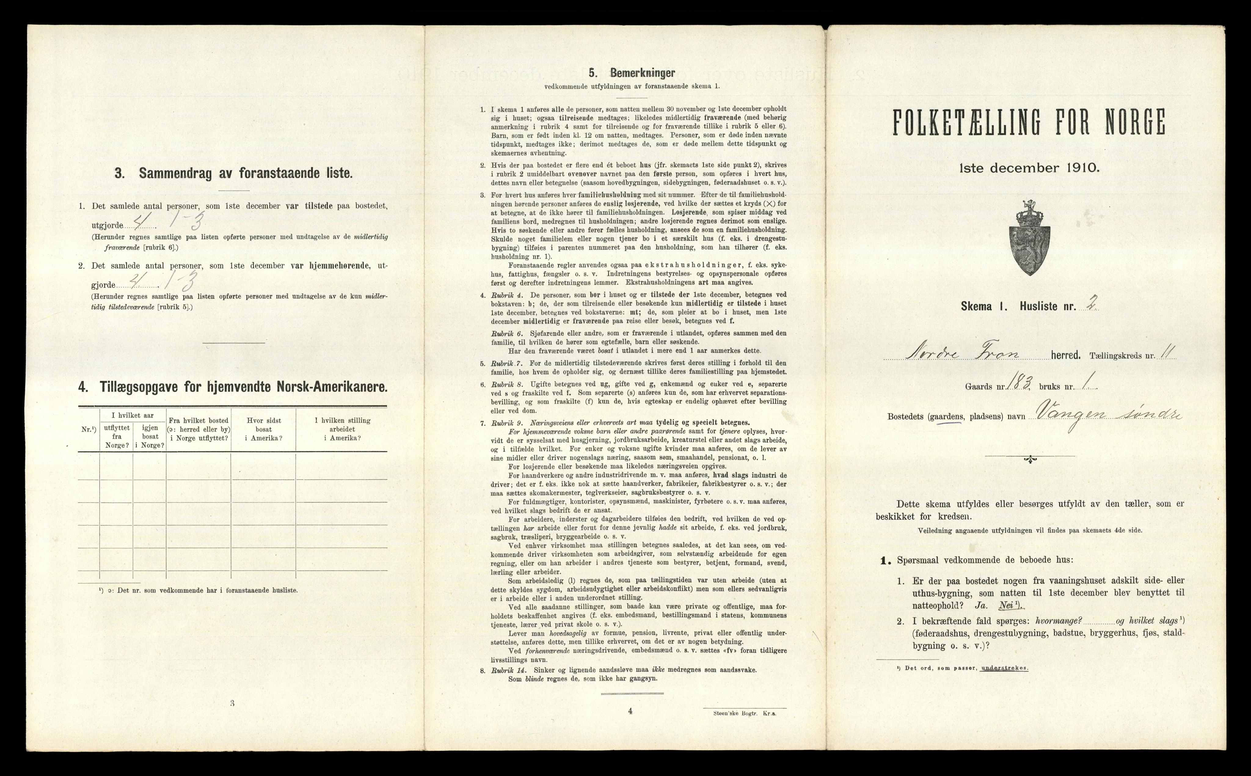 RA, 1910 census for Nord-Fron, 1910, p. 1372