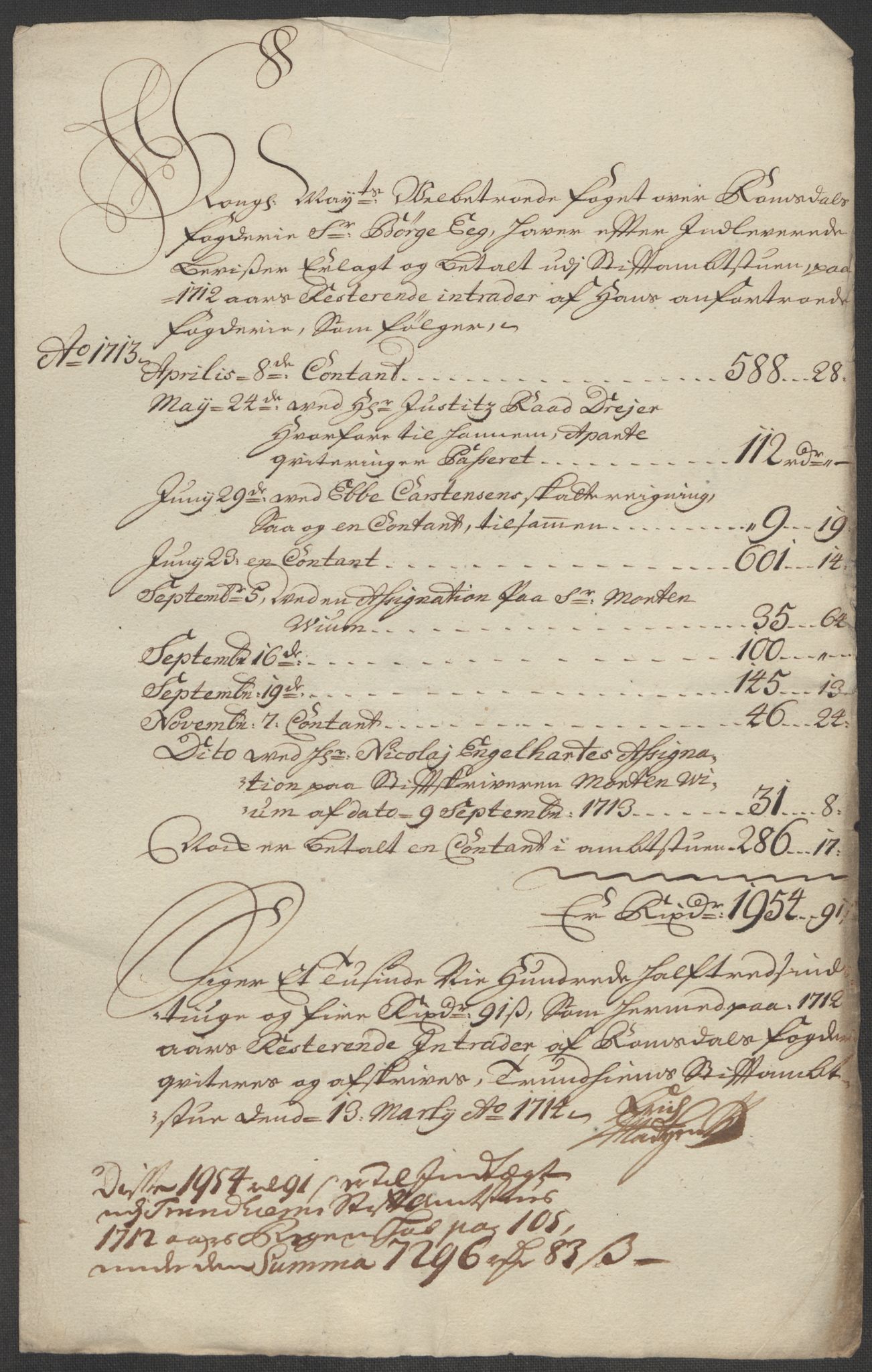 Rentekammeret inntil 1814, Reviderte regnskaper, Fogderegnskap, RA/EA-4092/R55/L3662: Fogderegnskap Romsdal, 1713-1714, p. 268